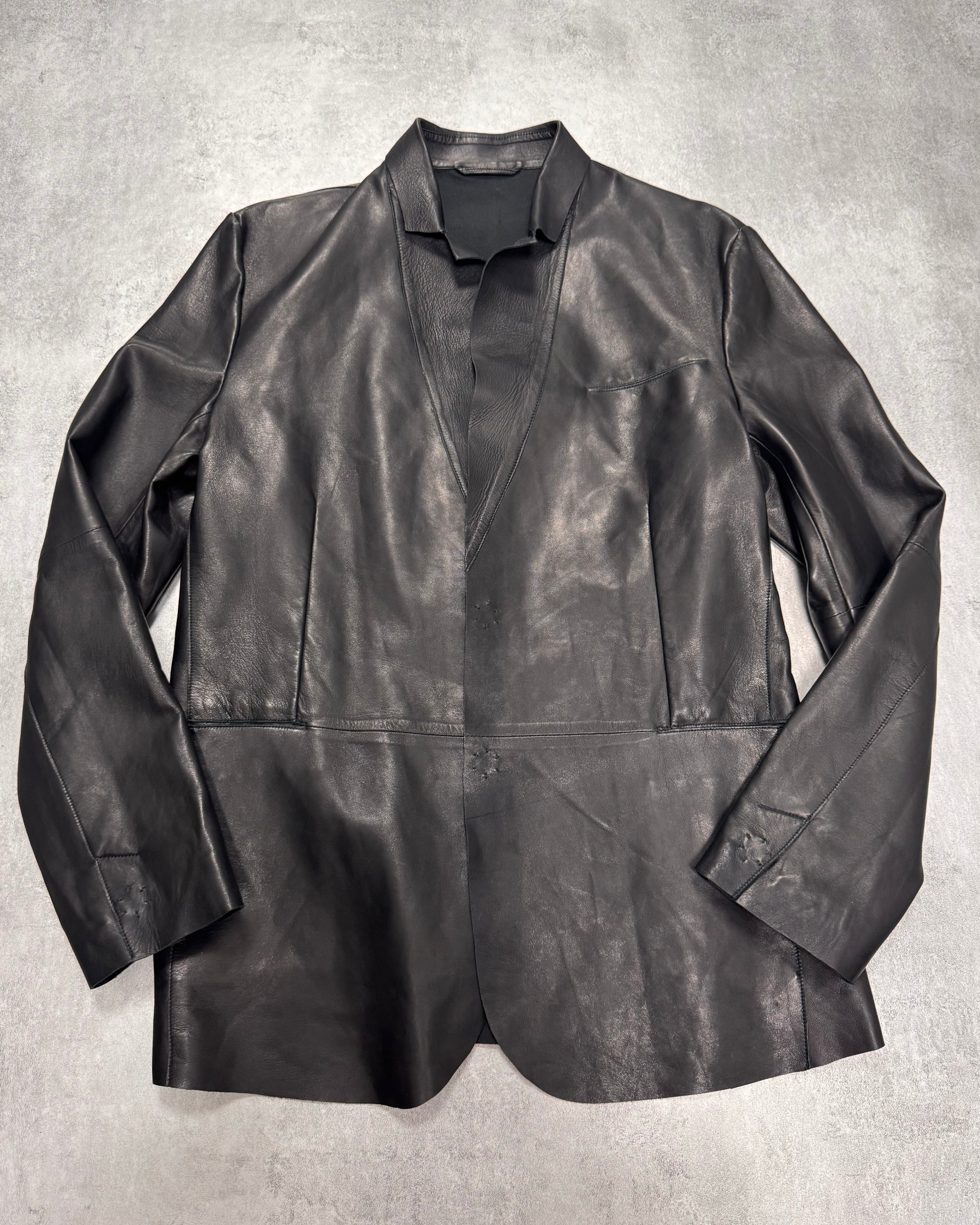 FW2012 Emporio Armani Sexy Black Leather Suit Jacket