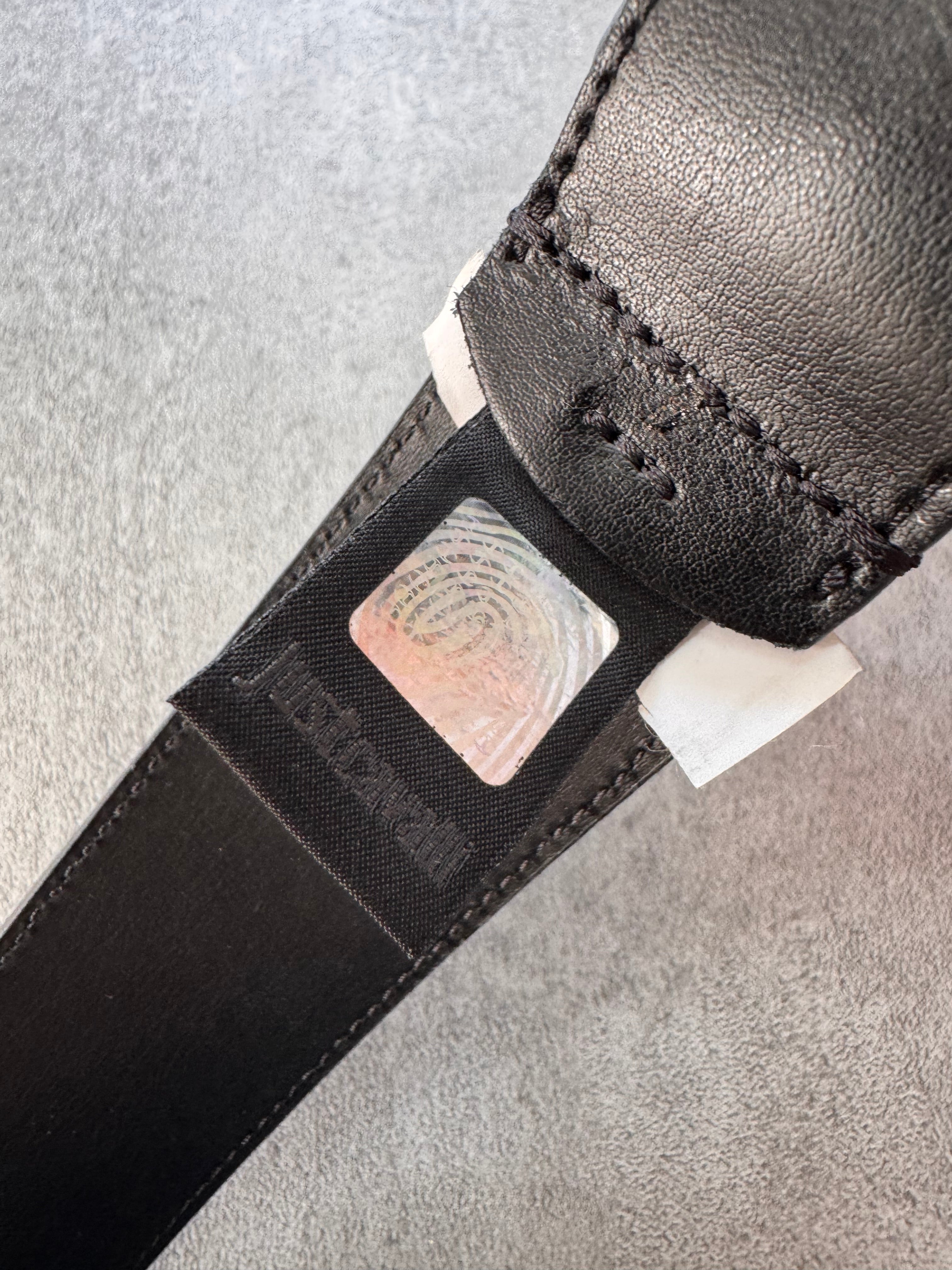 Cavalli Snake Buckle Black Leather Belt