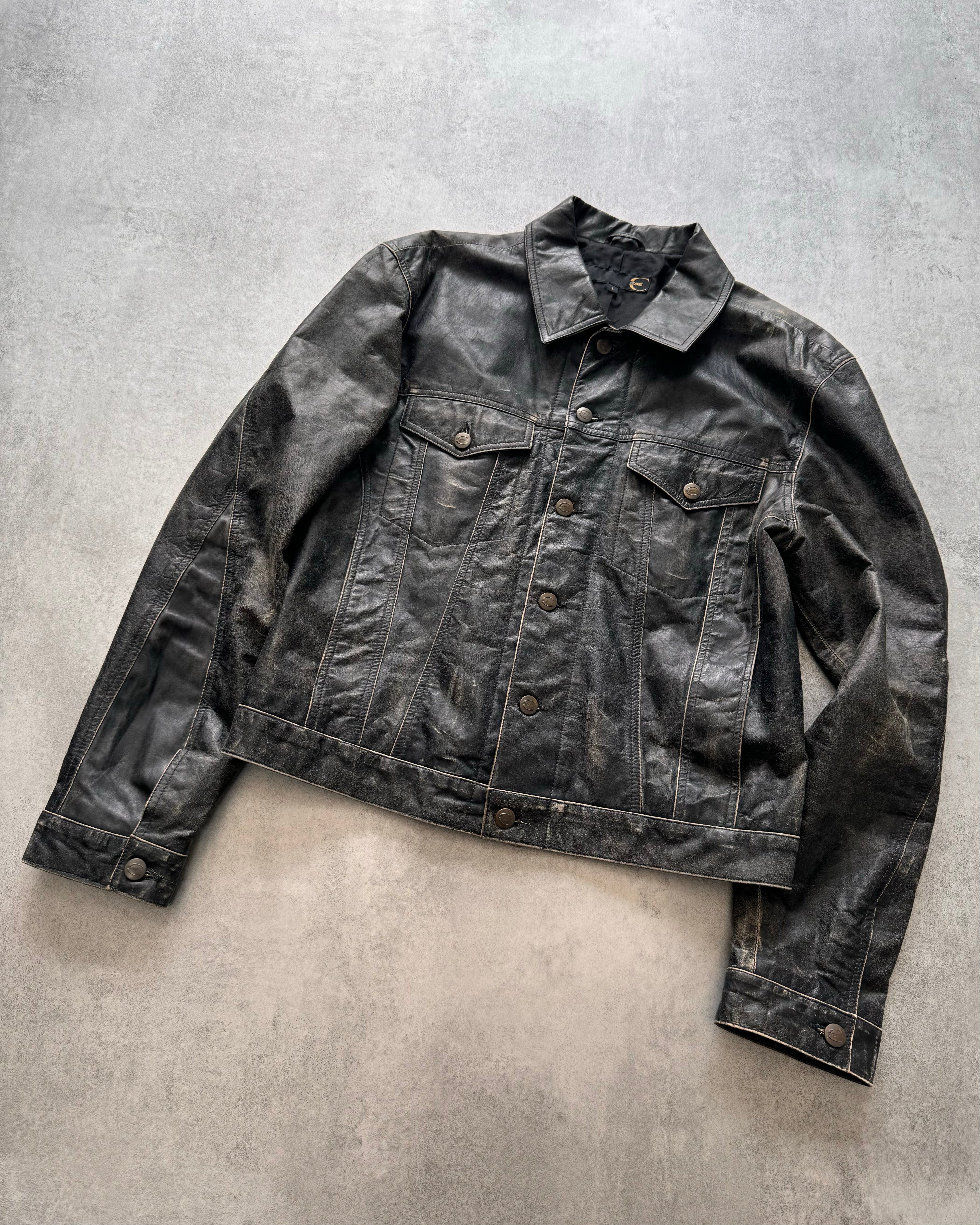 2000s Cavalli Brut Raw Leather Jacket