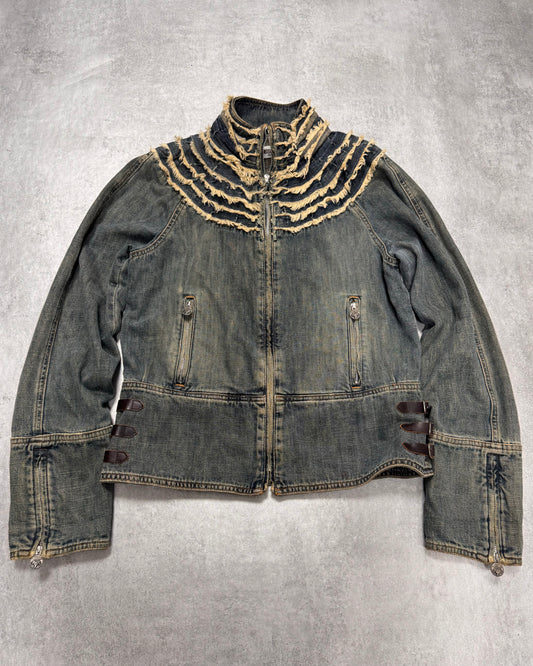 2000s Moschino Layers Collar Faded Denim Jacket (XS)