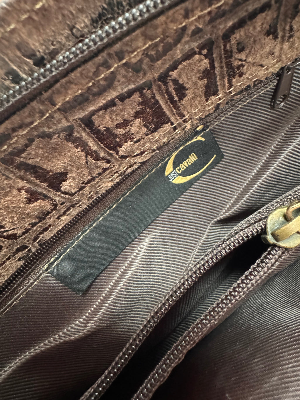 2000s Just Cavalli Embossed Crocodile Effect Hanbag