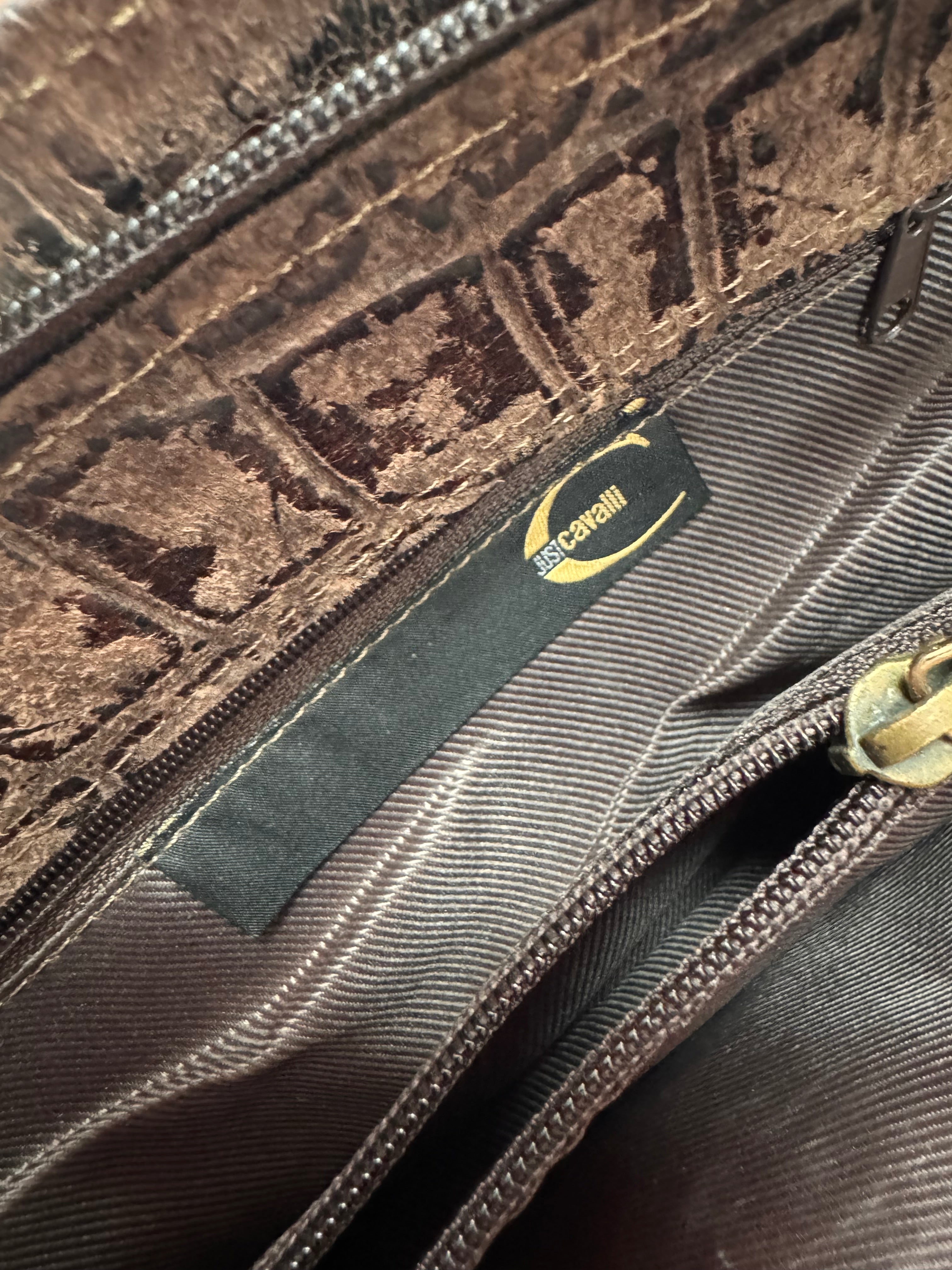 2000s Just Cavalli Embossed Crocodile Effect Hanbag