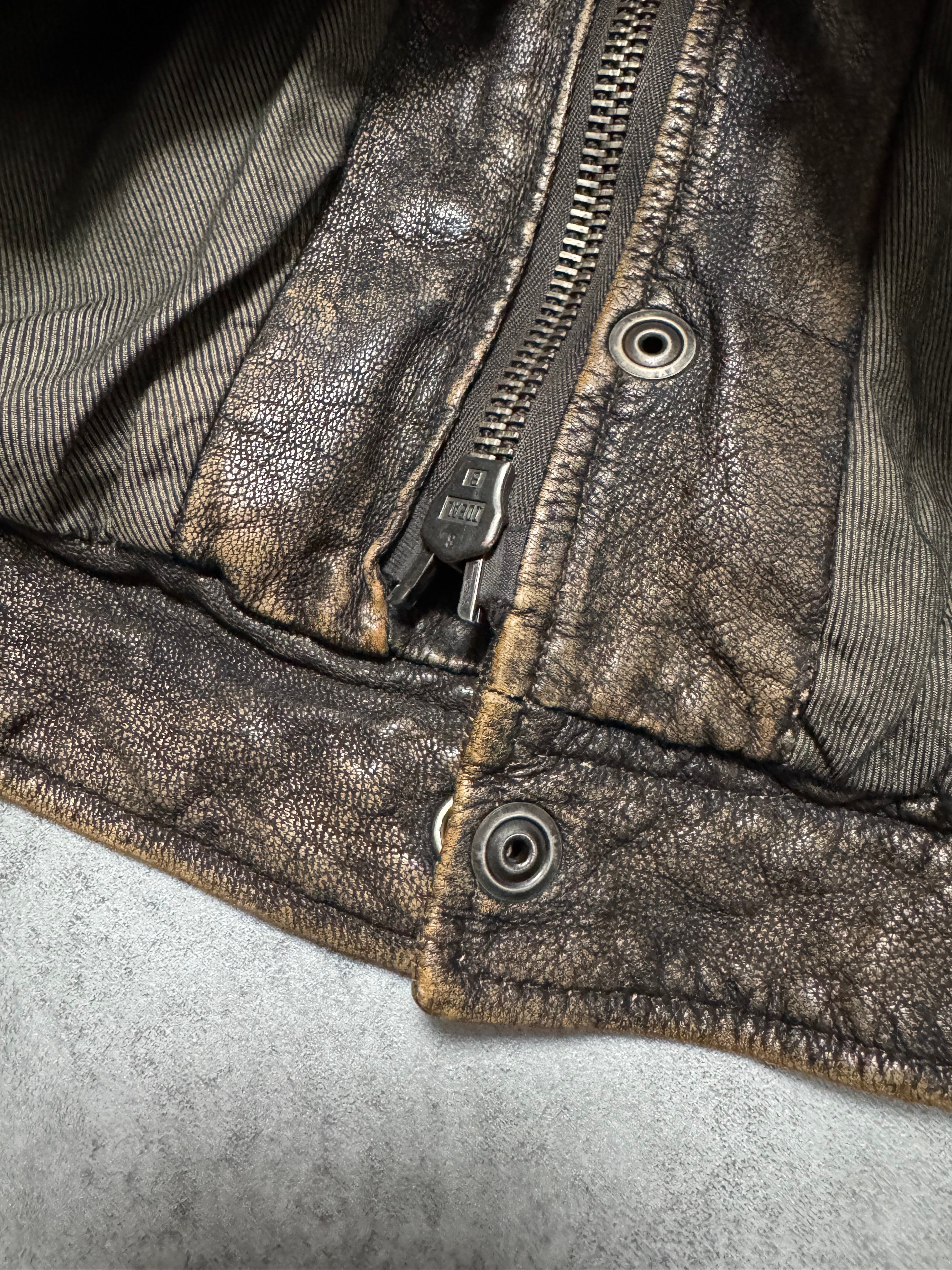 2000s Armani Brown Aged Leather Jacket