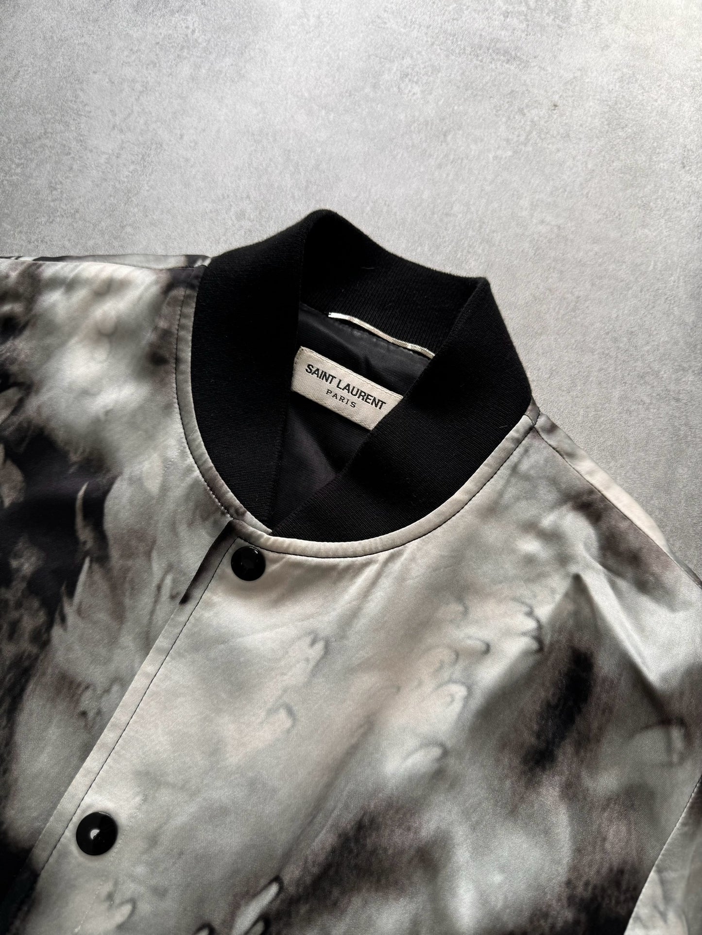 SS2017 Saint Laurent Grey and Black Tie-Dye Bomber Jacket (S/M)