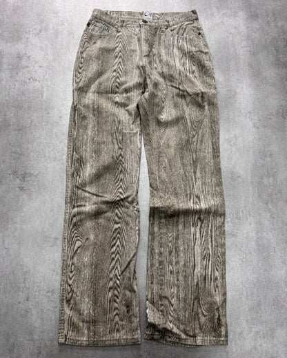 1990s Cavalli Grey Split Wood Pants (XS)