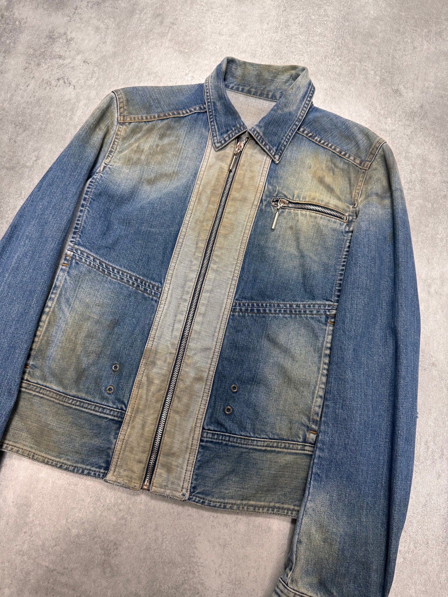 SS2005 Cavalli Dirty Effect Carpenter Denim Jacket (M)