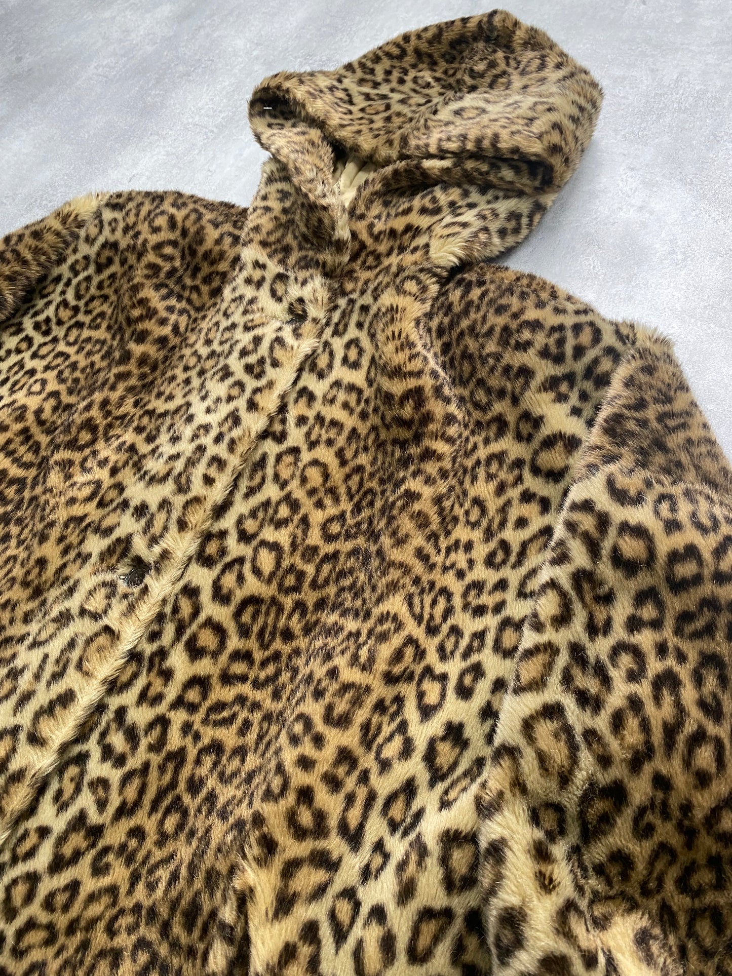 1990s Emporio Armani Panther Faux Fur Coat (S)