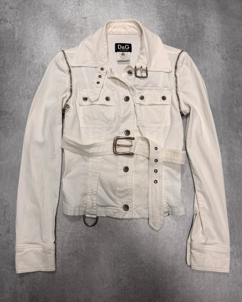 SS2004 Dolce & Gabbana Detachable Zip Cargo White Jacket