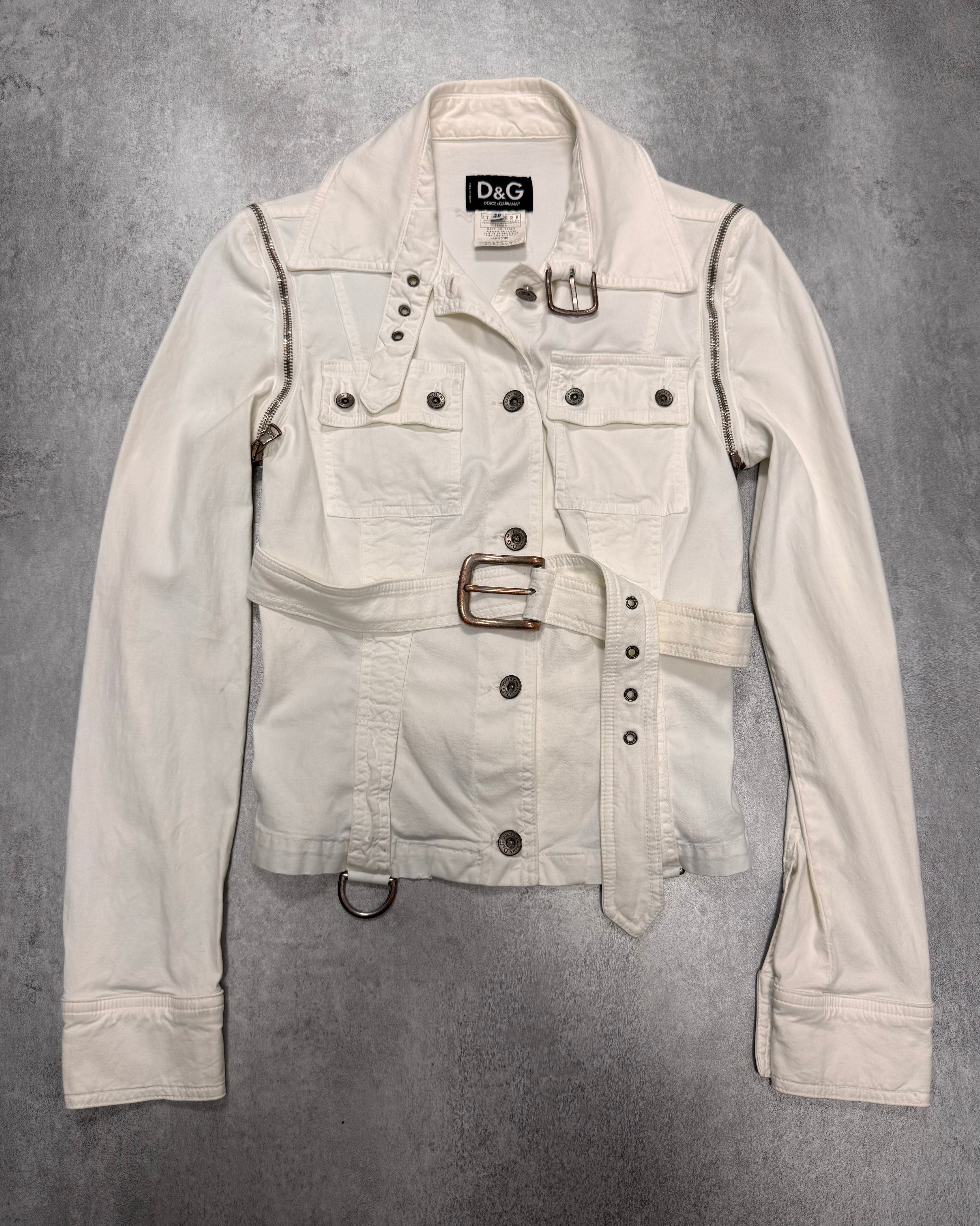 SS2004 Dolce & Gabbana Detachable Zip Cargo White Jacket