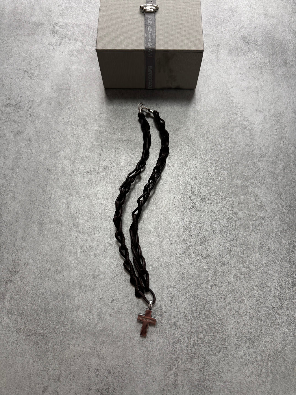 Emporio Armani Leather Cross Necklace