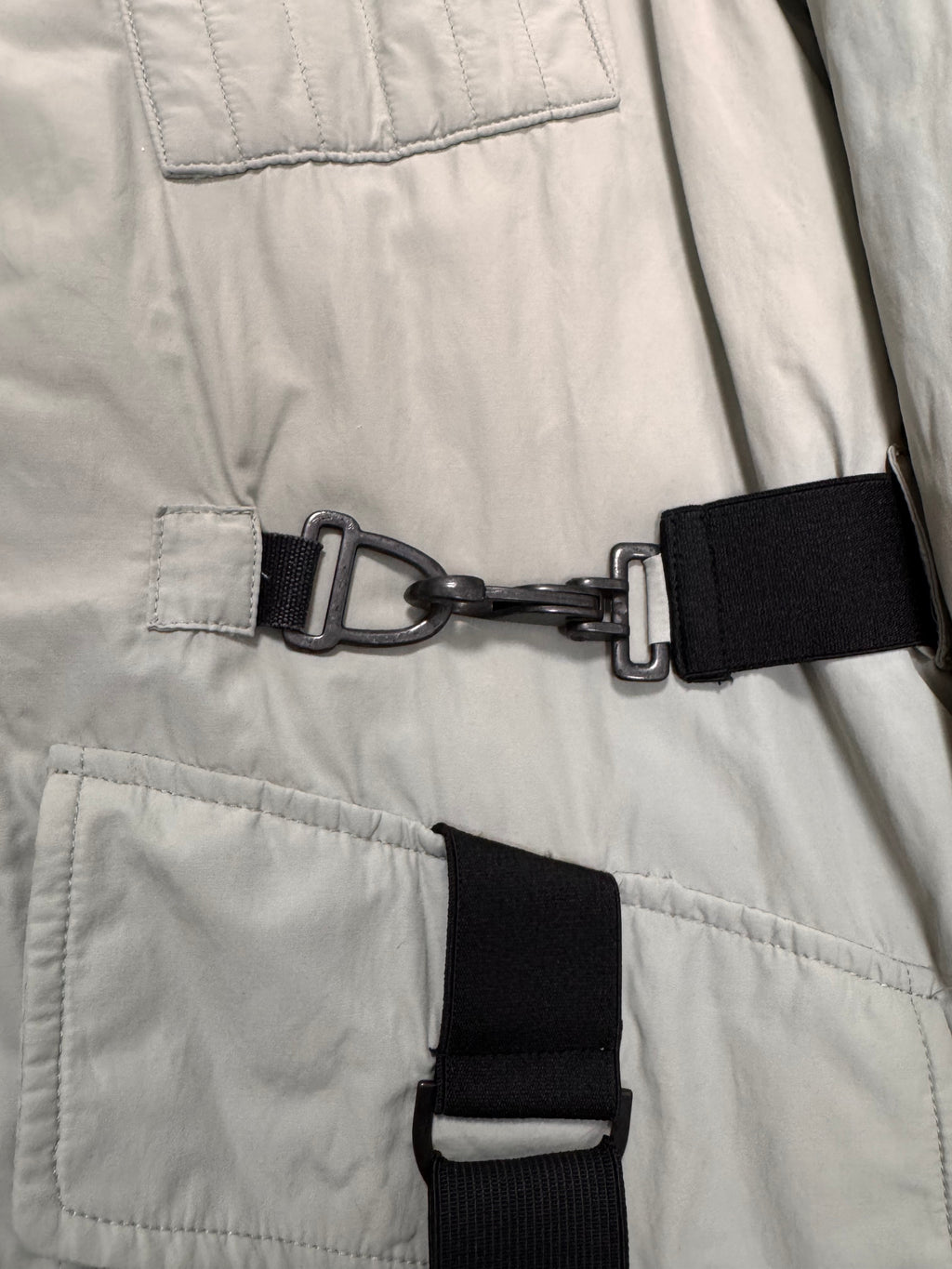 2000s Dolce & Gabbana Parachute Straps Grey Hooded Coat