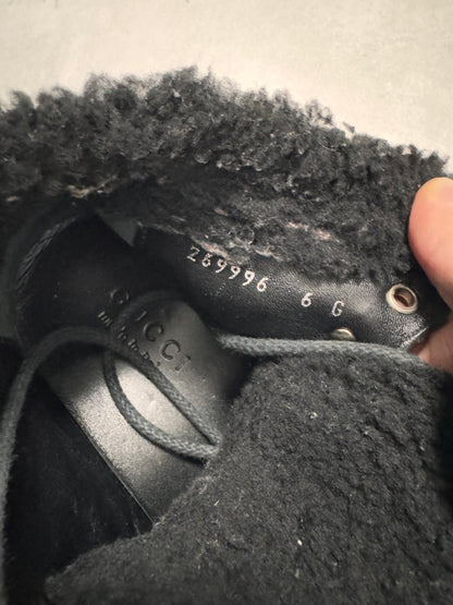 Gucci Monogram Black Suede Leather Hiking Boots (40eu/us7)