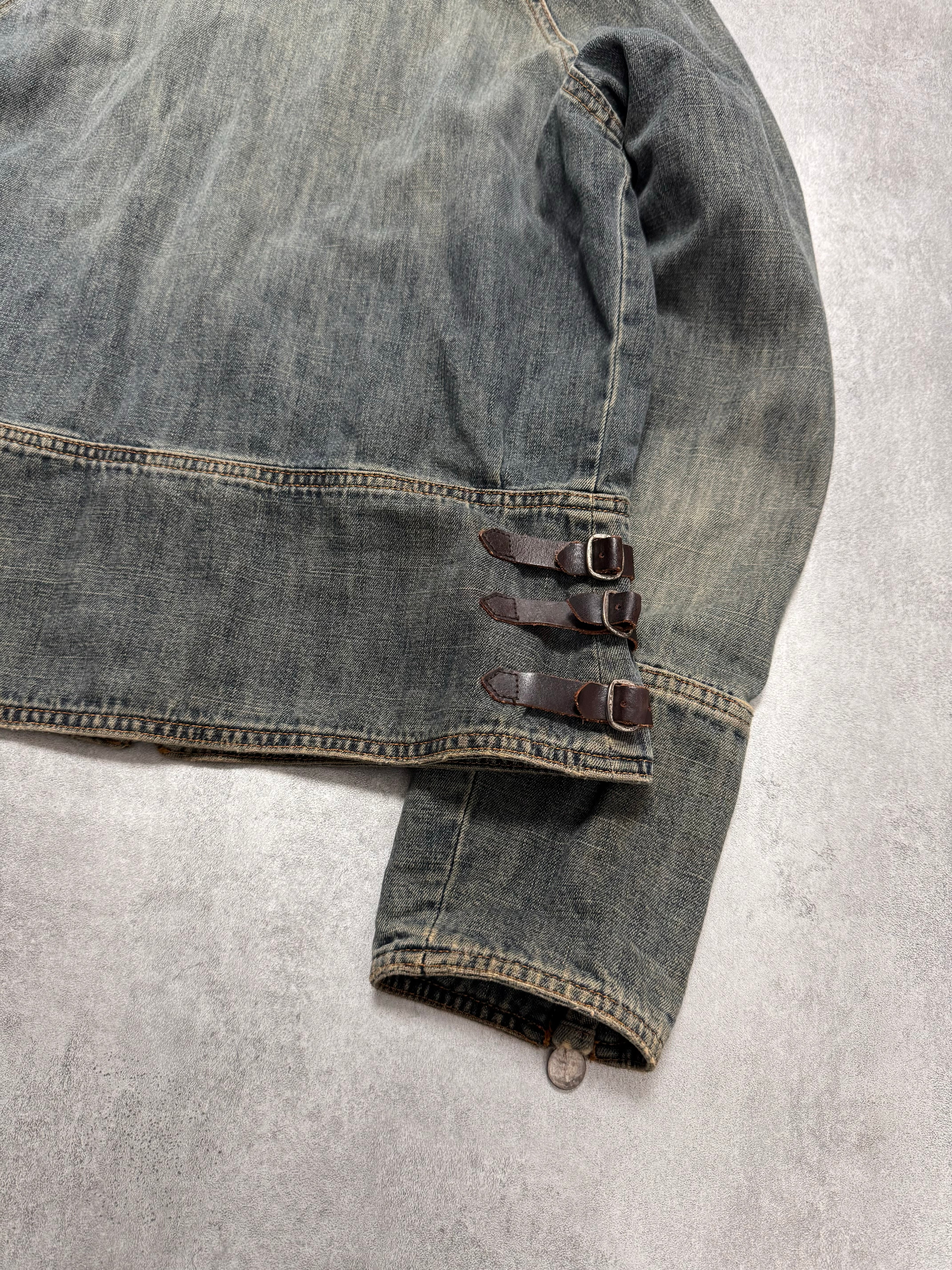 2000s Moschino Layers Collar Faded Denim Jacket