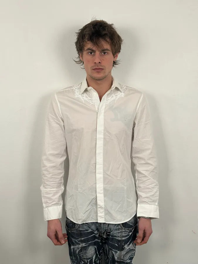 SS2015 Givenchy White Wooden Crown Shirt by Riccardo Tisci nIikiwS 1