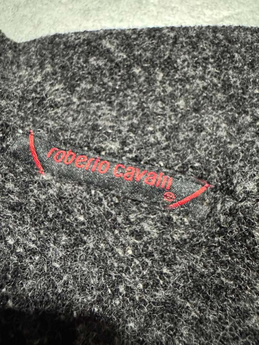 1990s Roberto Cavalli Black Fire High Neck Sweater