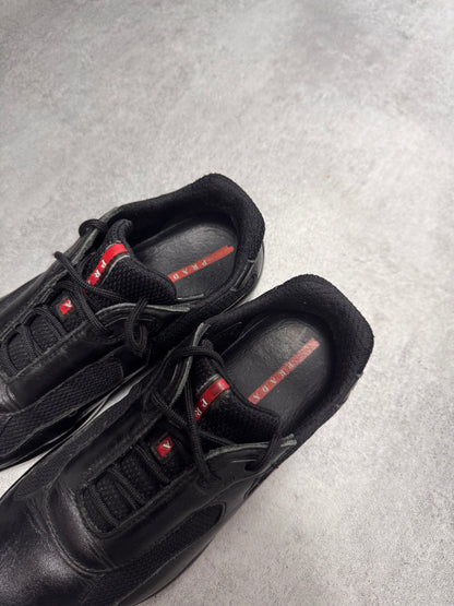 2000s Prada America's Cup Black Leather Sneakers (36eu/us4)