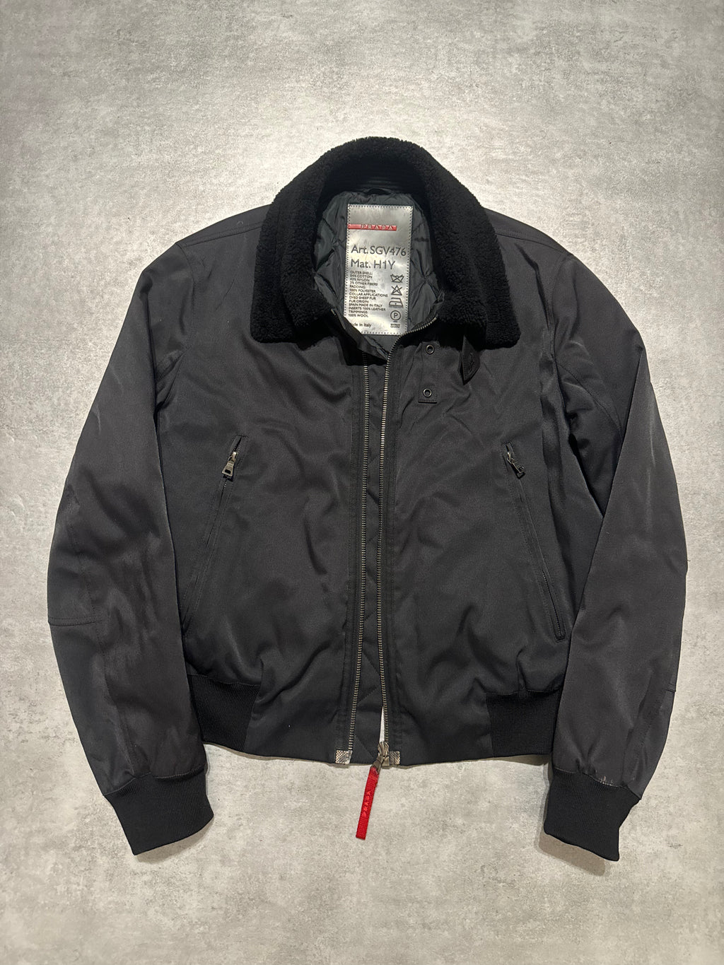2000s Prada Black Aviator Cozy Bomber Jacket (L) - 3
