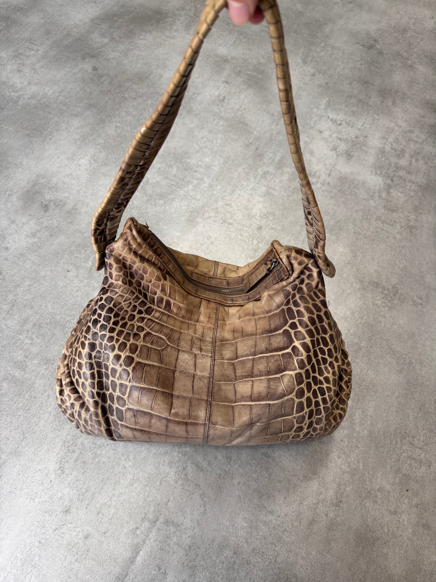 Giorgio Armani Natural Crocodile Effect Leather Bag (OS)