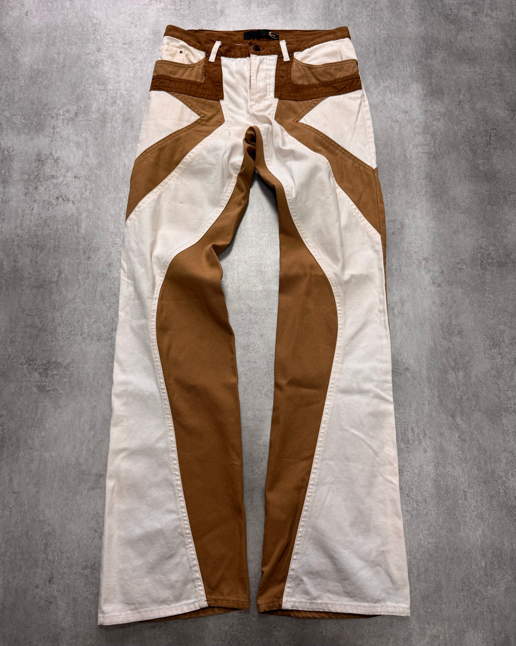 SS2004 Just Cavalli Geometrical Relaxed Tricolor Beige White Pants