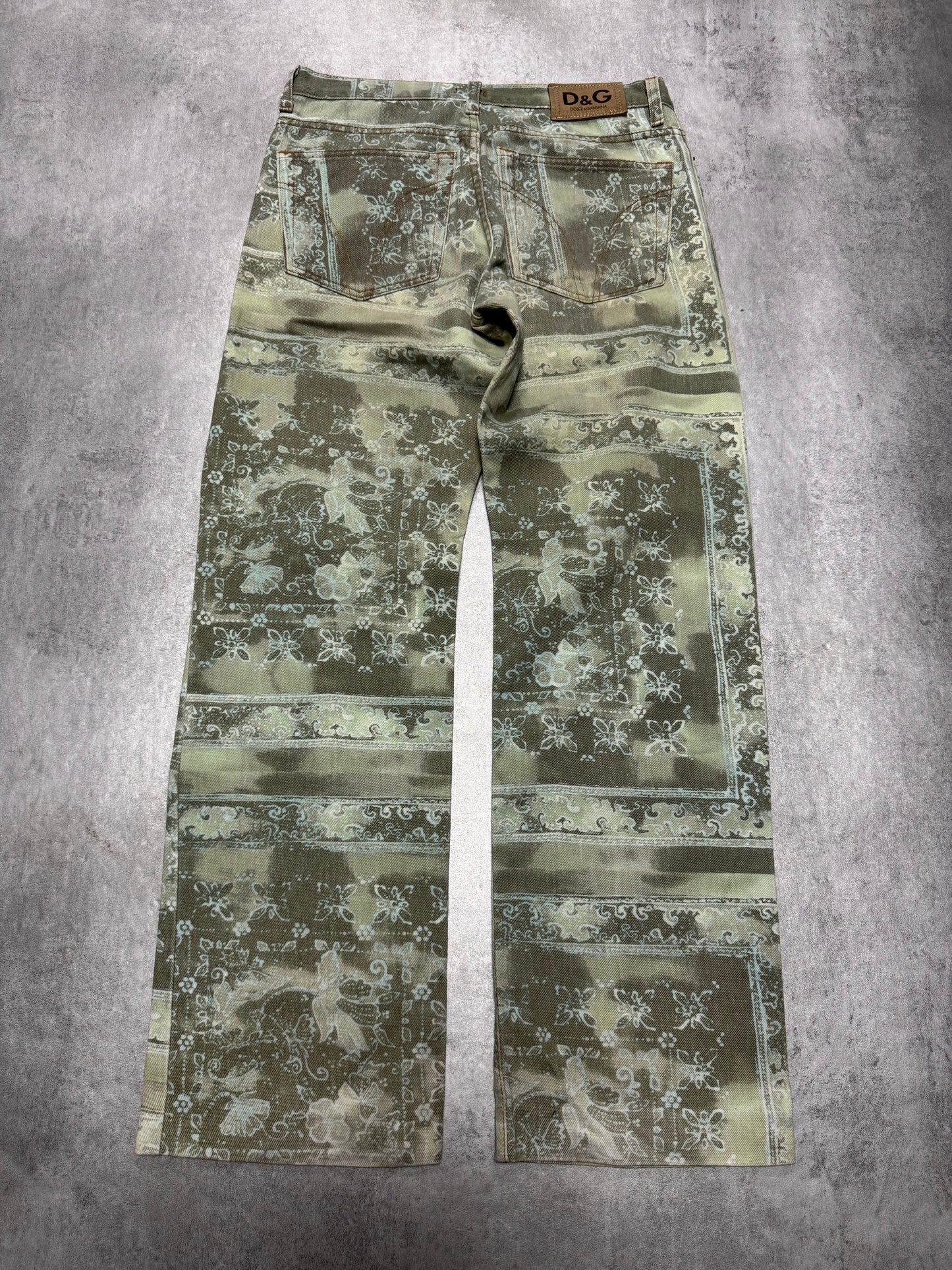 2000s Dolce & Gabbana Green Archive Rug Printed Pants (S)