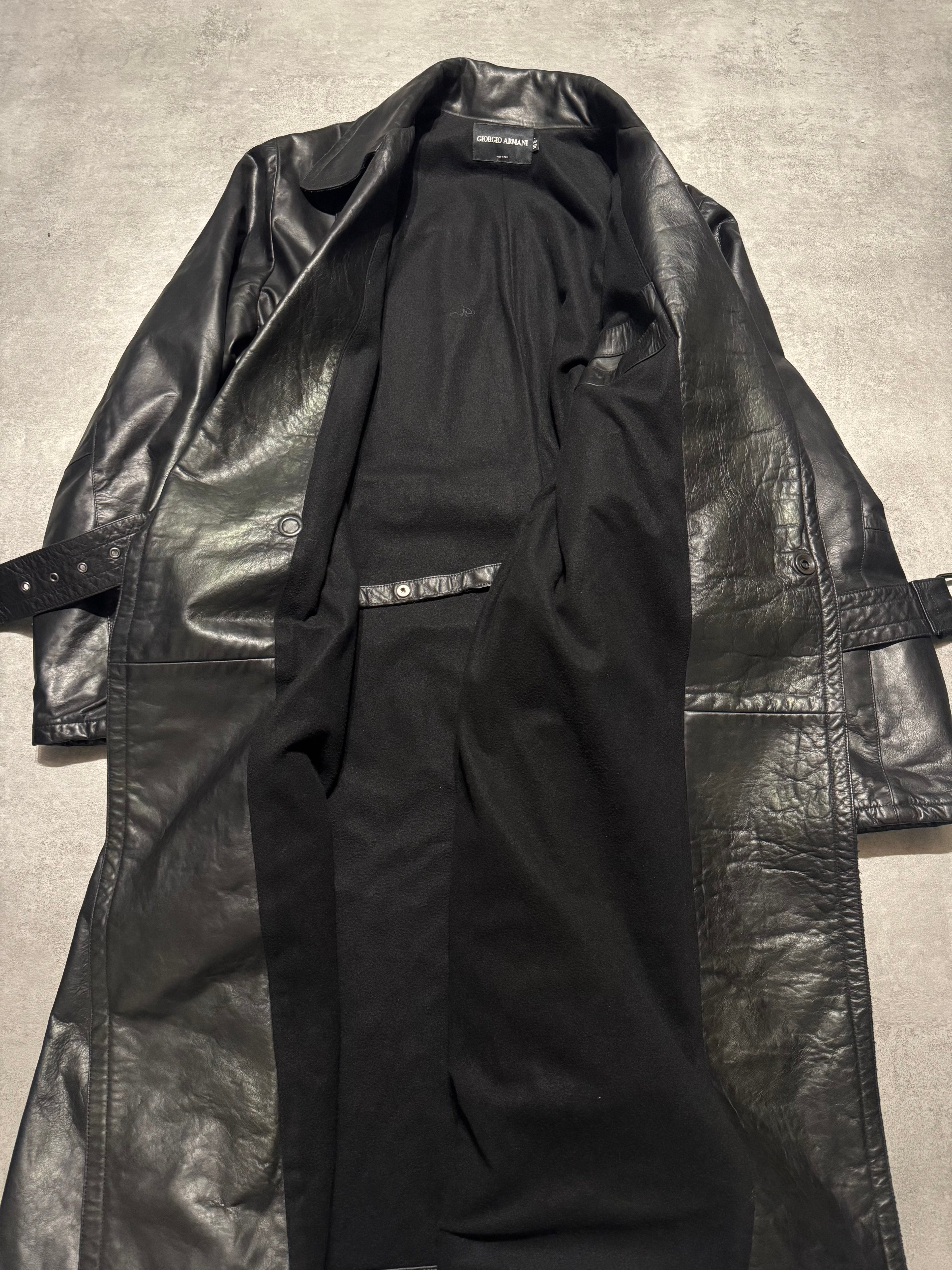 1990s Giorgio Armani Black Leather Jacket (M)