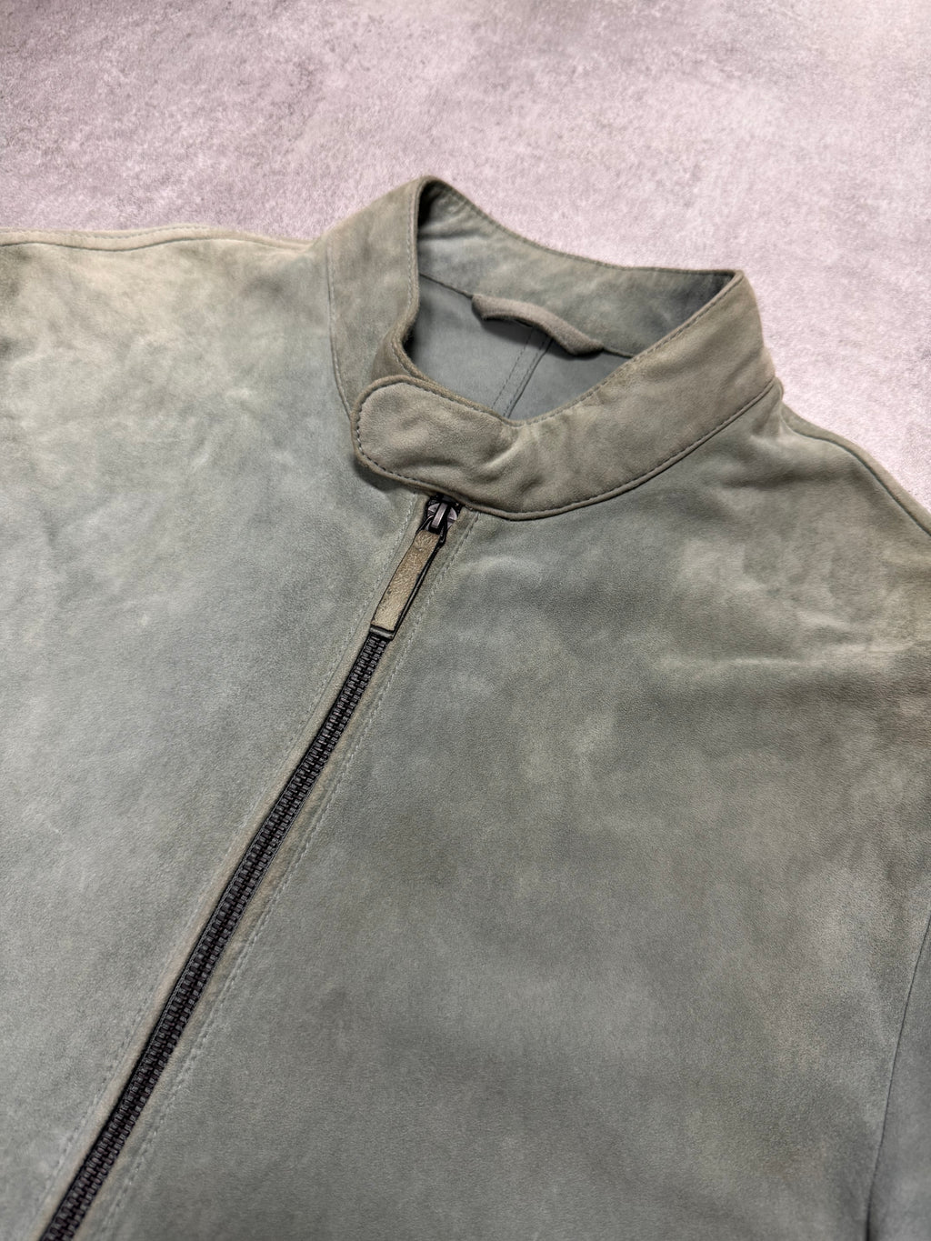 SS2019 Emporio Armani Alga Green Suede Leather Jacket