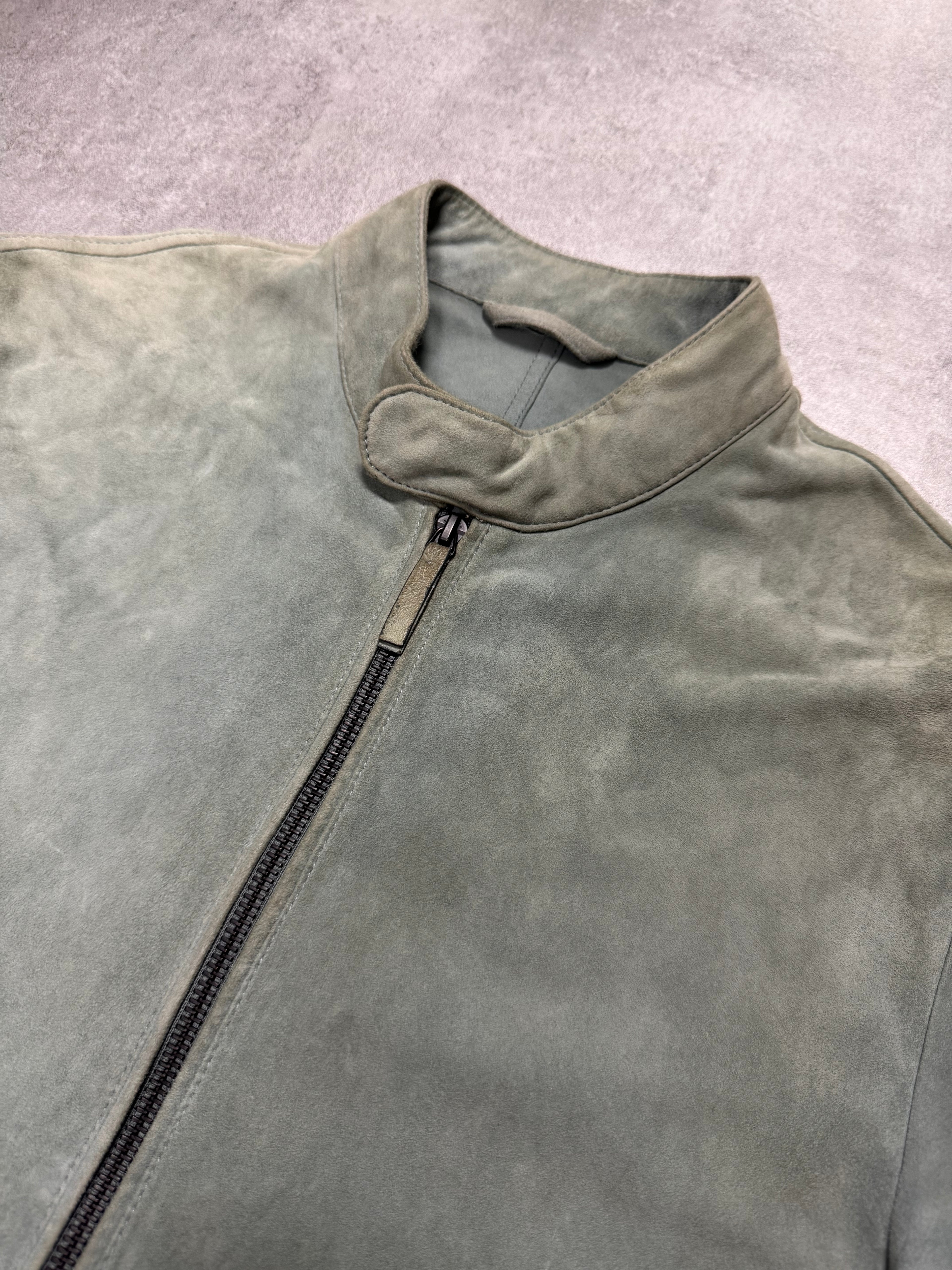 SS2019 Emporio Armani Alga Green Suede Leather Jacket