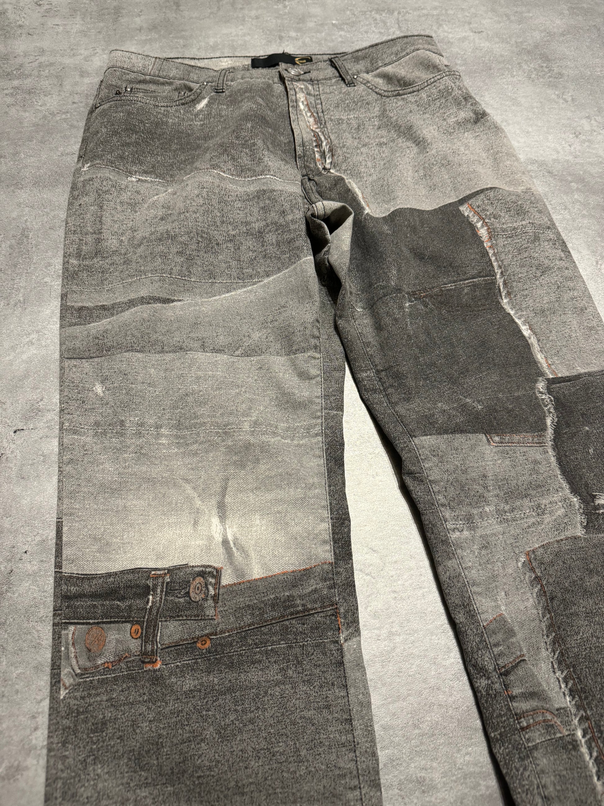 2000s Cavalli Trompe L'Oeil Grey Denim Pockets Pants (M) - 9