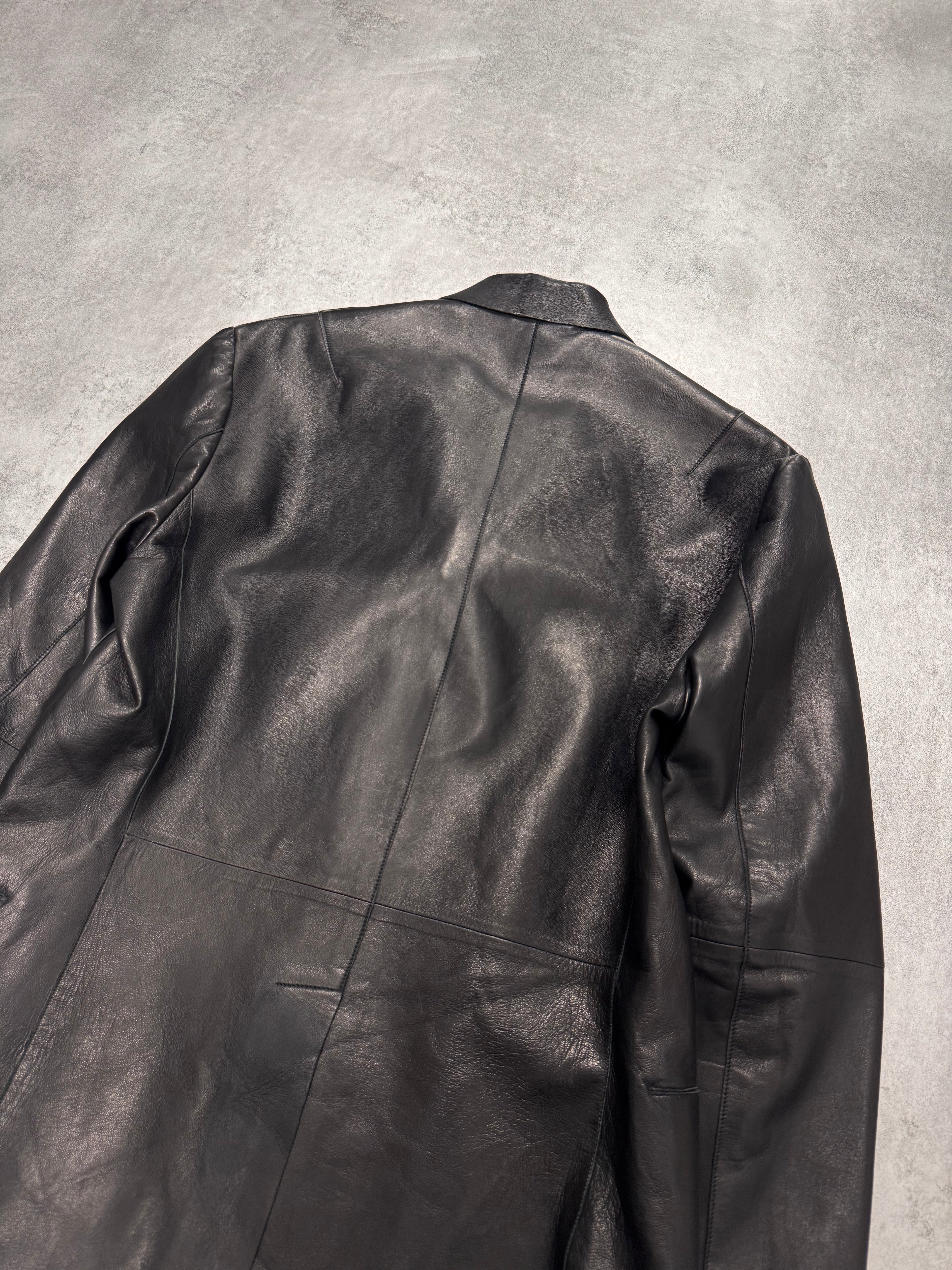 FW2012 Emporio Armani Sexy Black Leather Suit Jacket