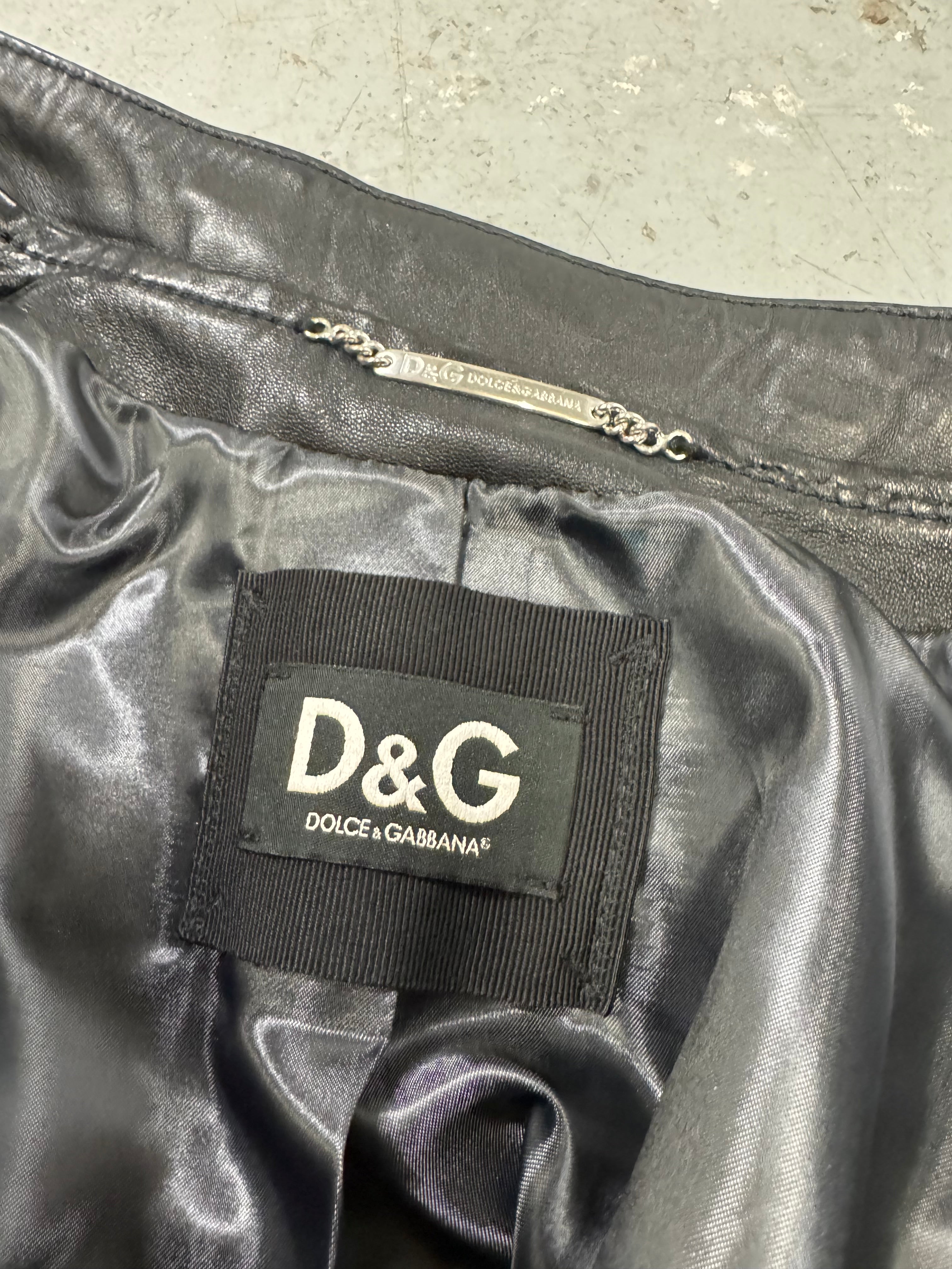 2000s Dolce & Gabbana Black Button Ups Leather Rebel Jacket