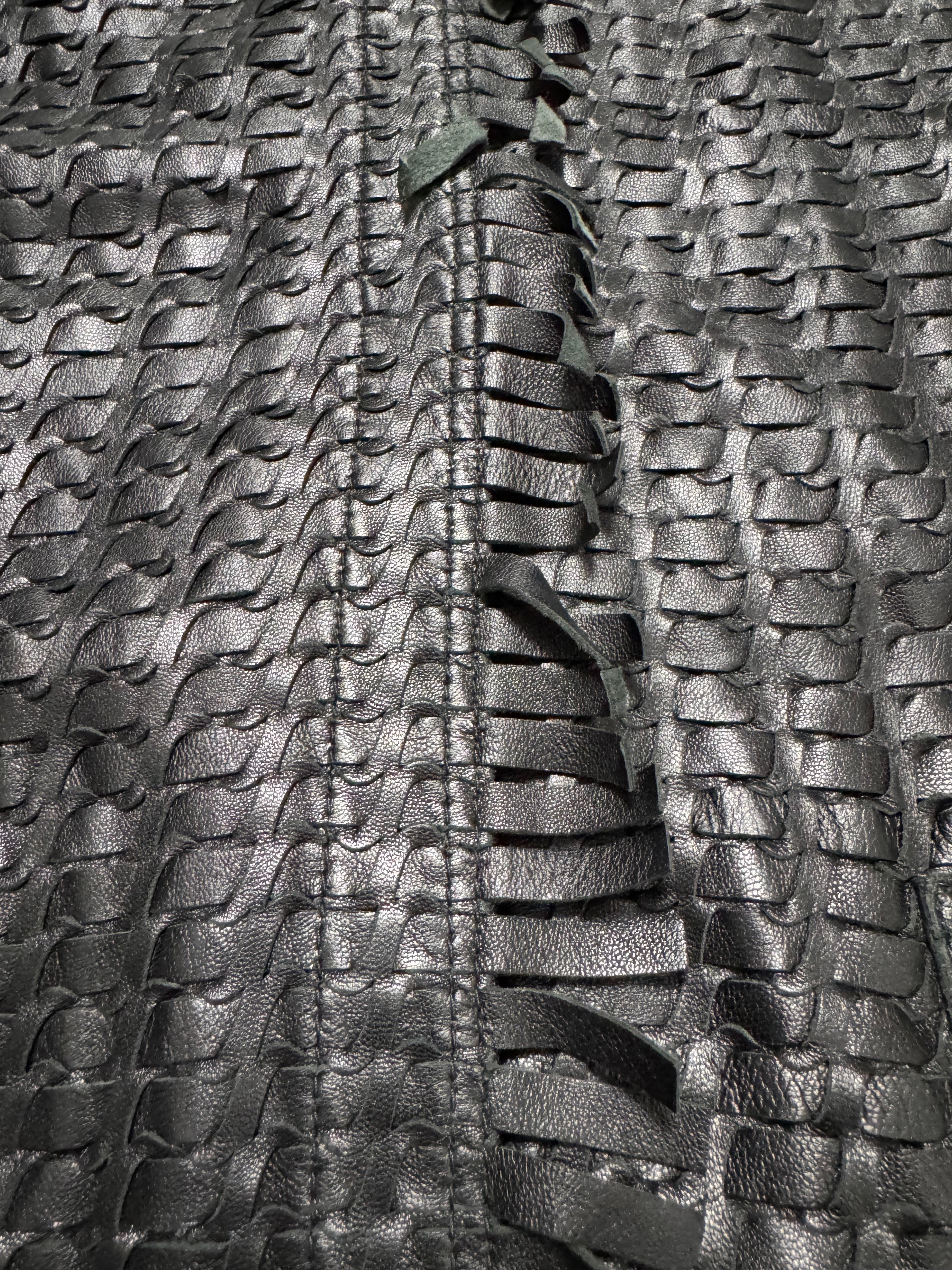 2000s Dolce & Gabbana Woven Black Leather Jacket