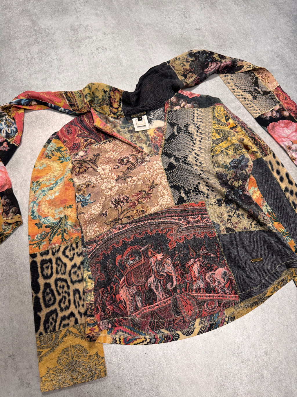 Roberto Cavalli Multi Colorful Print Scarf Top