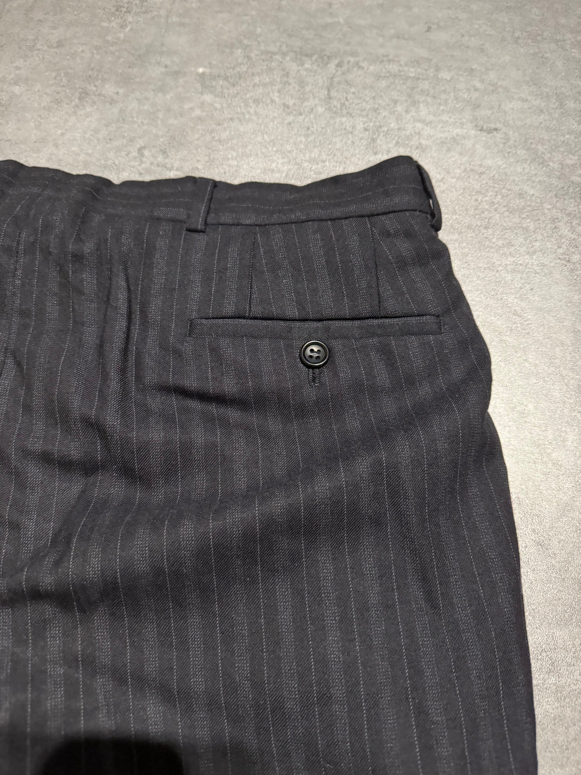 1990s Armani Collezioni Black Striped Suit Pants (M/L) - 3