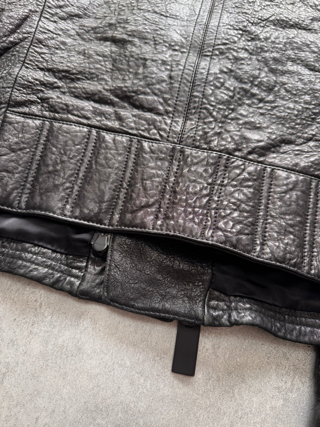 FW2014 Emporio Armami Asymmetrical Grained Leather Jacket