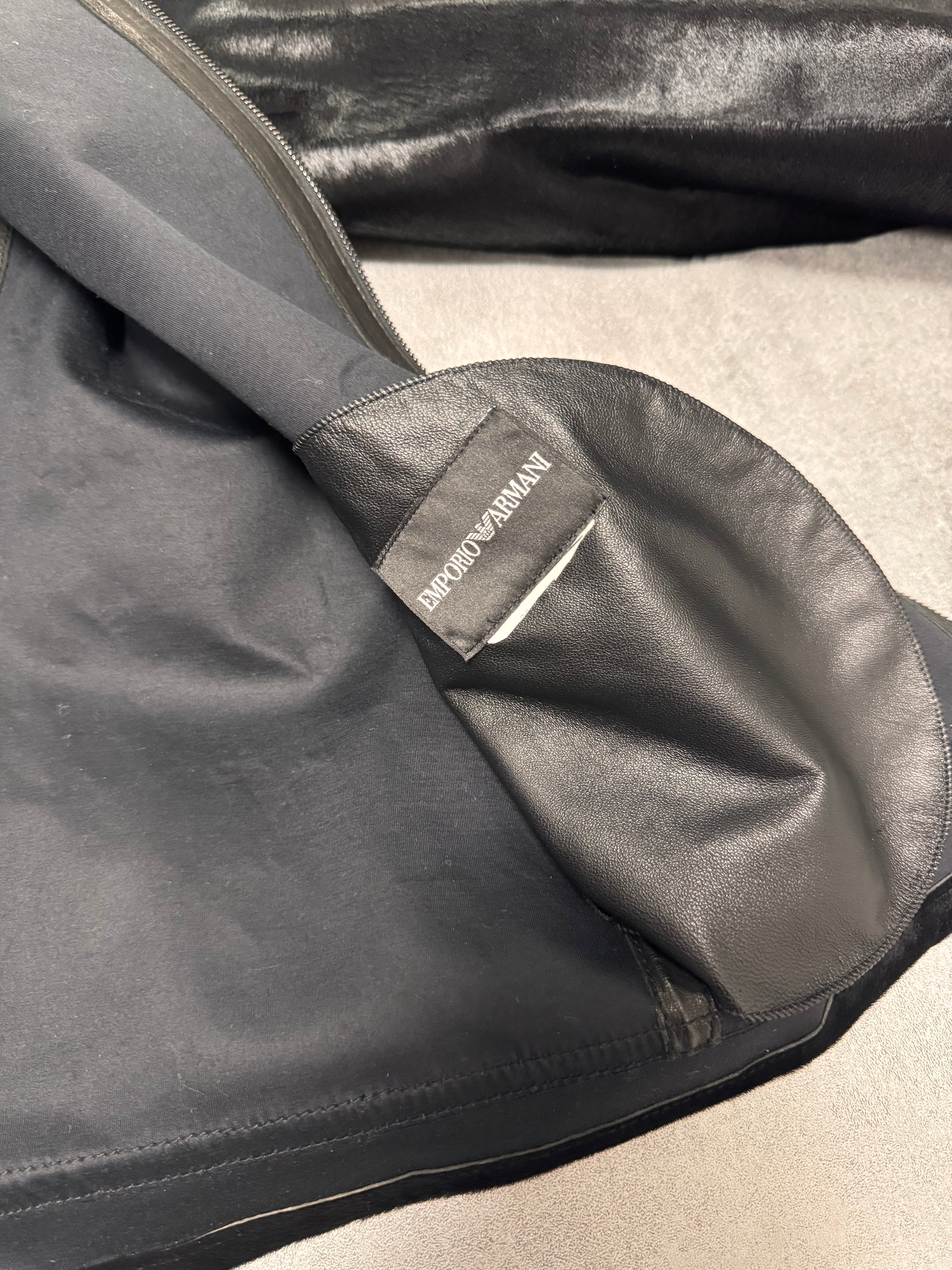 FW2013 Emporio Armani Black Pony Hair Leather Jacket