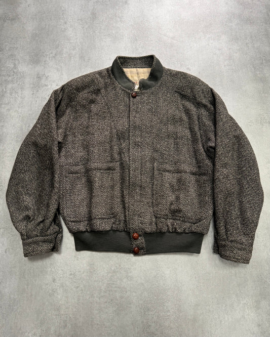 1980s Gucci Grey Wool Oversized Bomber Jacket (L)