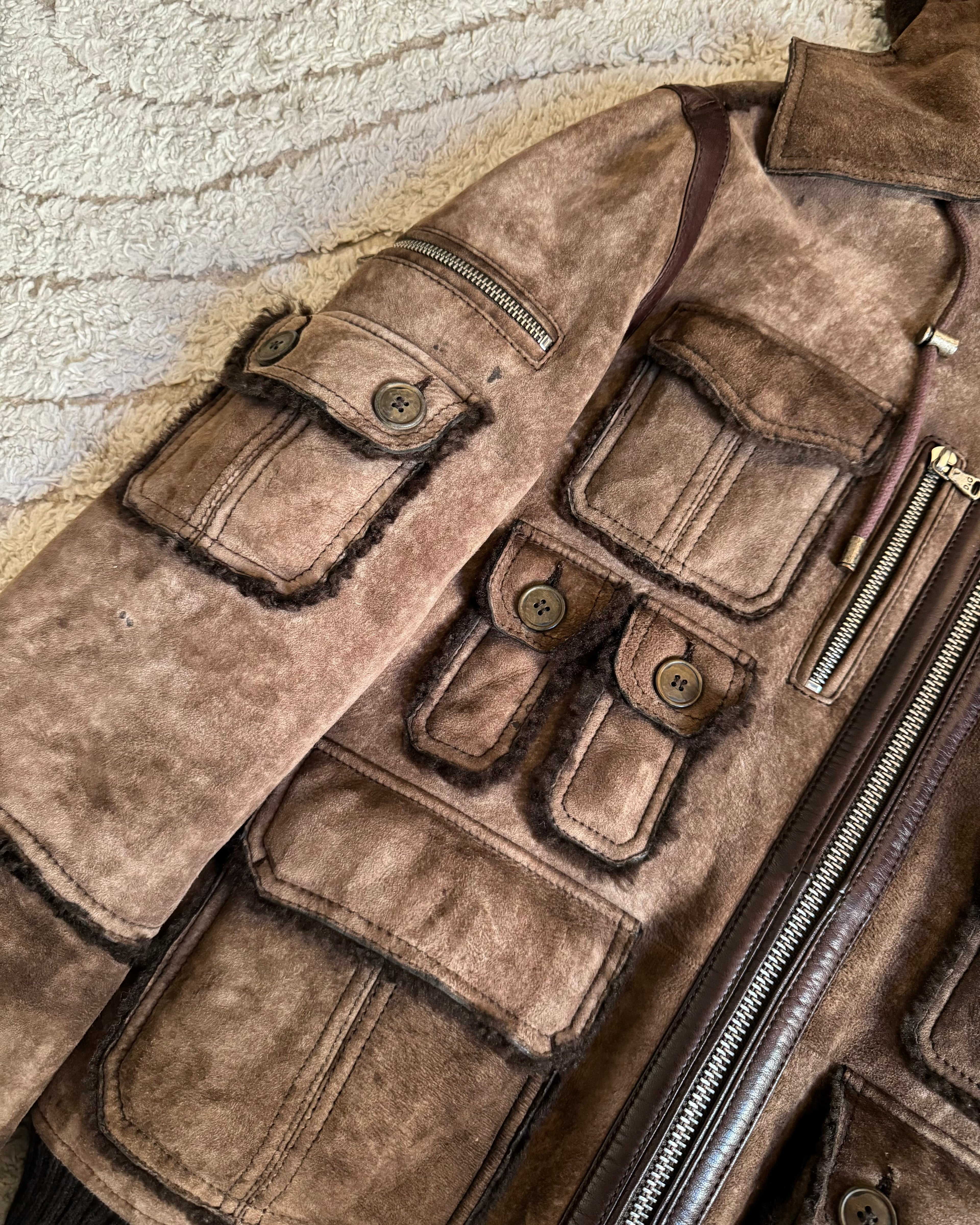 AW03 ドルチェ&amp;ガッバーナ マルチポケット シープスキン カーゴジャケット(M)