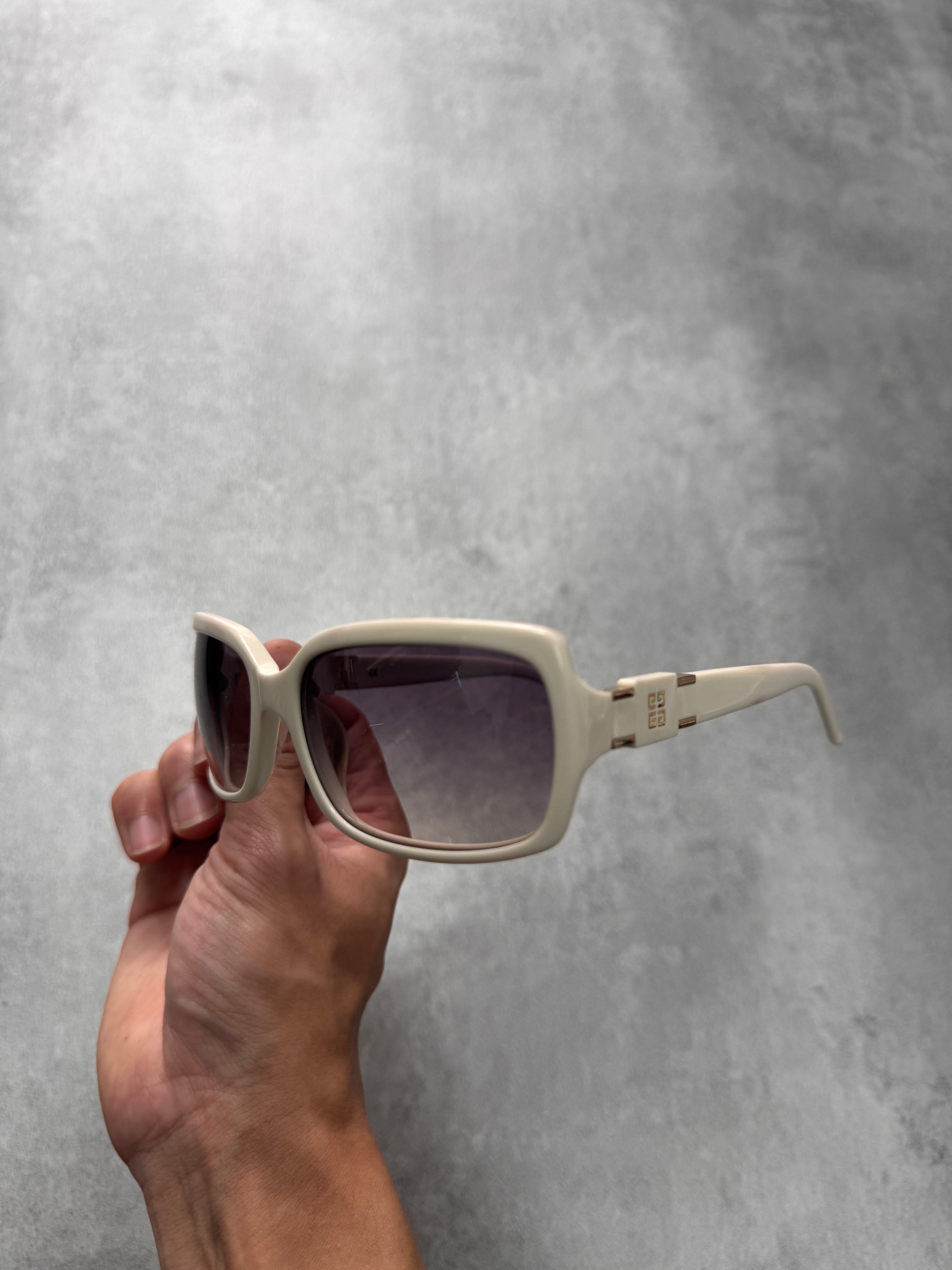 2000s Givenchy White Rectangle Sunglasses