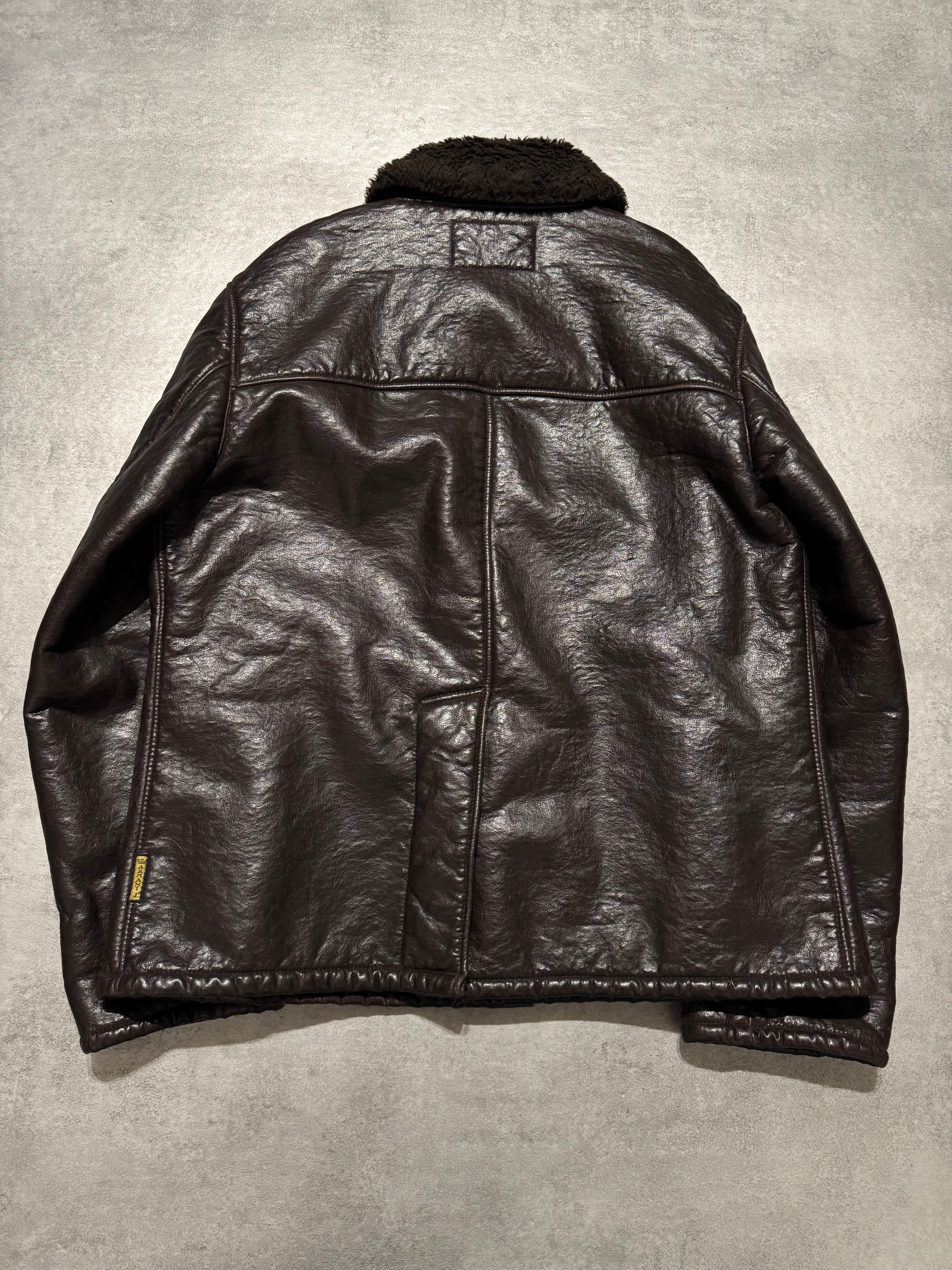 2000s Armani Shearling Effect Brown Jacket