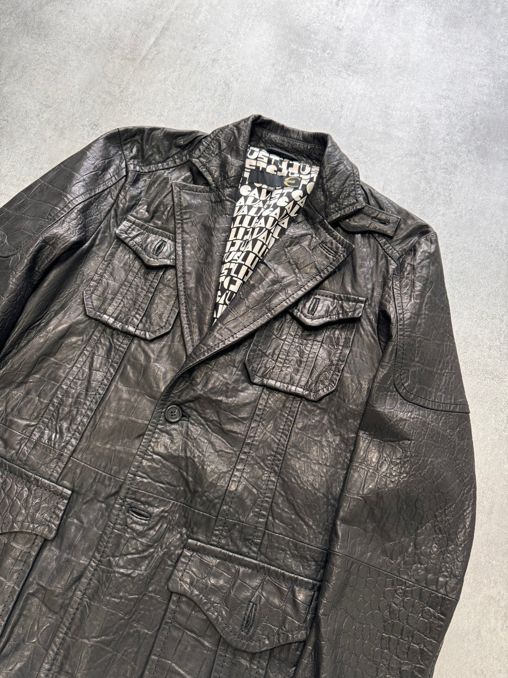 SS2009 Cavalli Crocodile Effect Leather Jacket