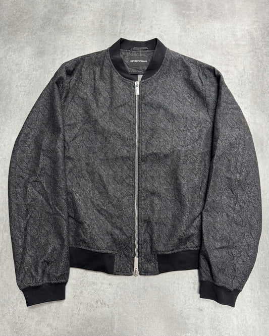 SS2015 Emporio Armani Ropes Trompe L’Oeil Grey Bomber (L)