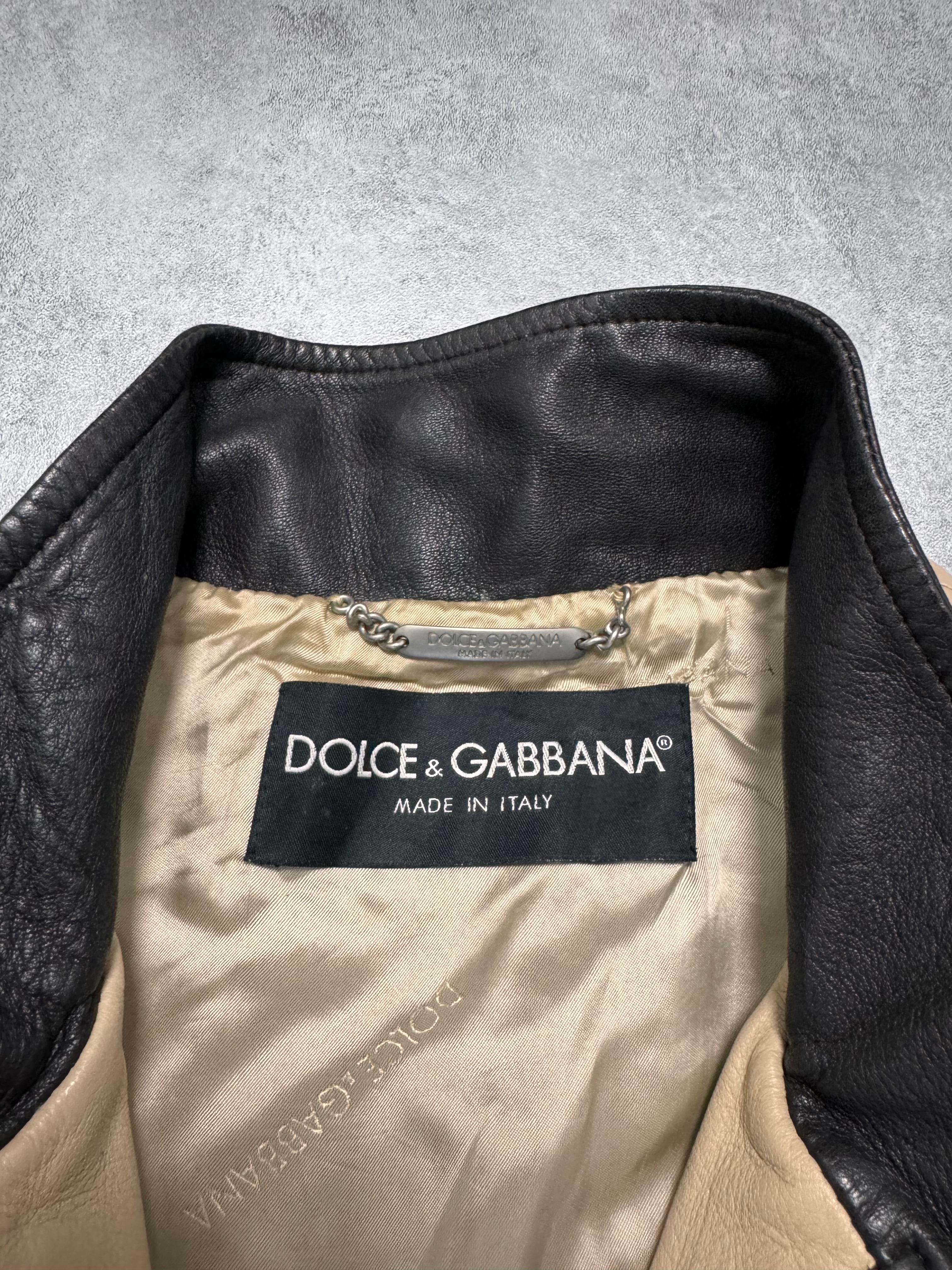 SS2004 Dolce & Gabbana Paneled Racer Leather Jacket (S/M)