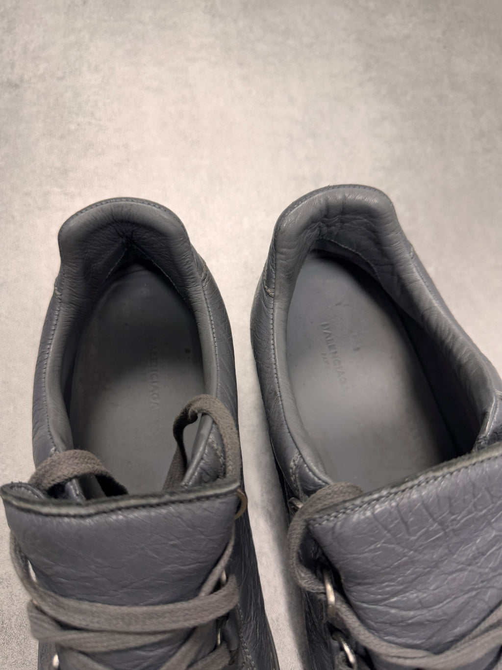 Balenciaga Arena Low Grey Cracked Leather Sneakers