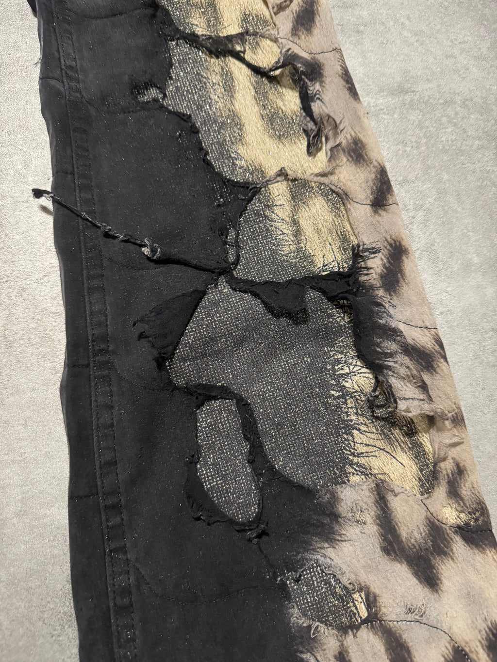 2000s Roberto Cavalli Deconstructed Leopard Magma Black Exploration Pants (S) - 10