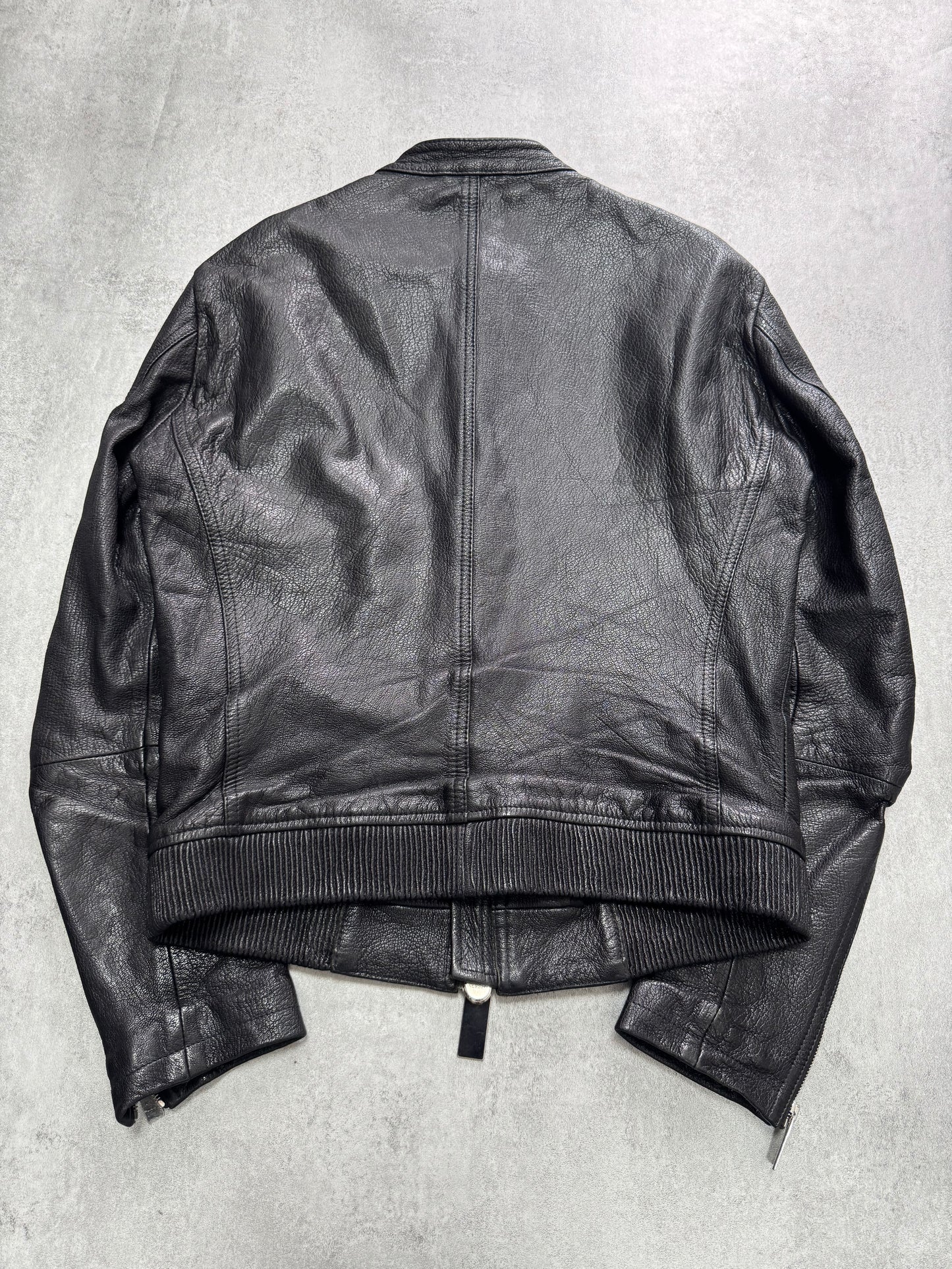 AW2014 Emporio Armani Black Perfect Leather Jacket (S)