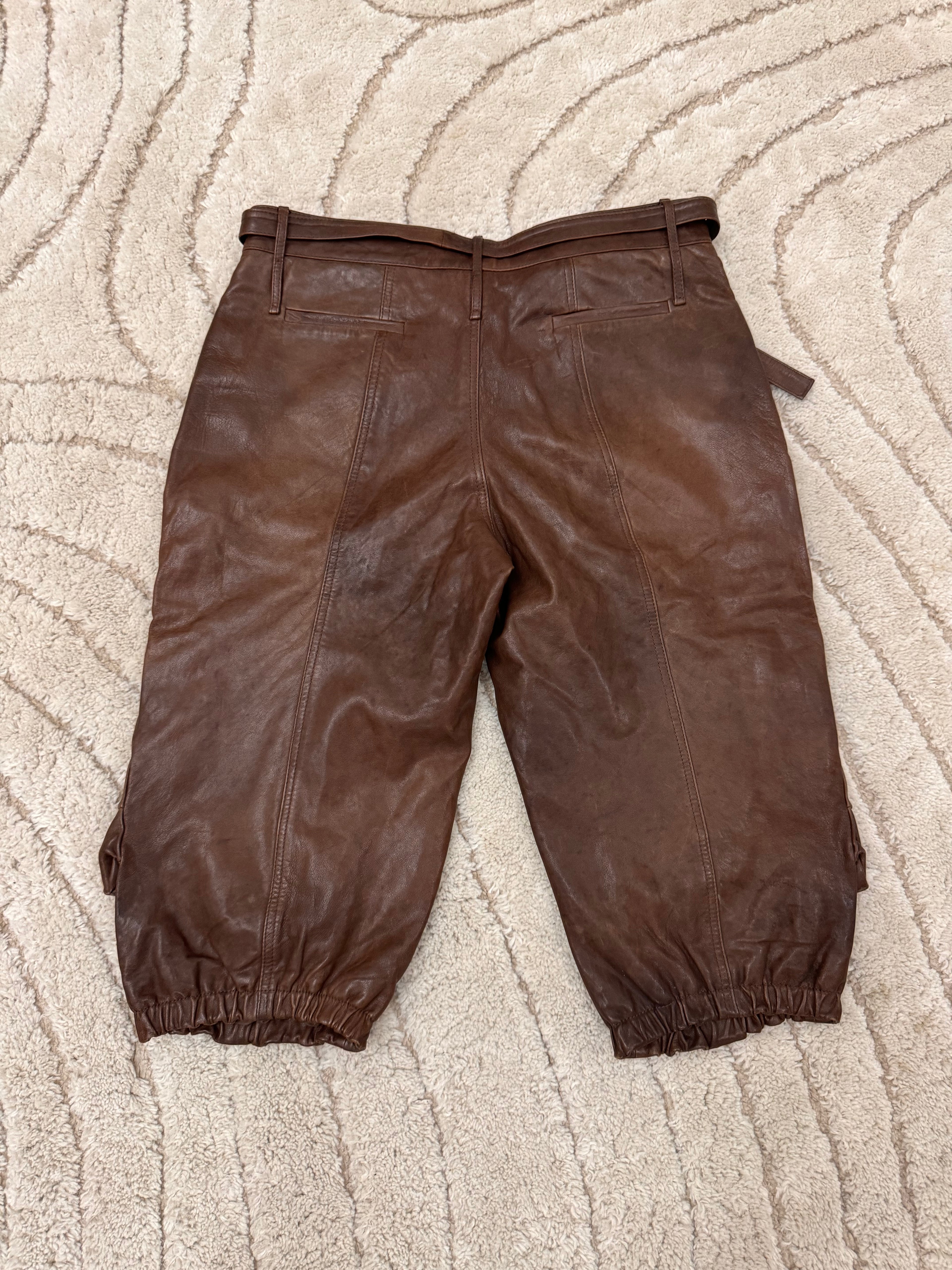 2000年代 エンポリオ アルマーニ ミリタリー レザー カーゴ ショートパンツ (M/L)