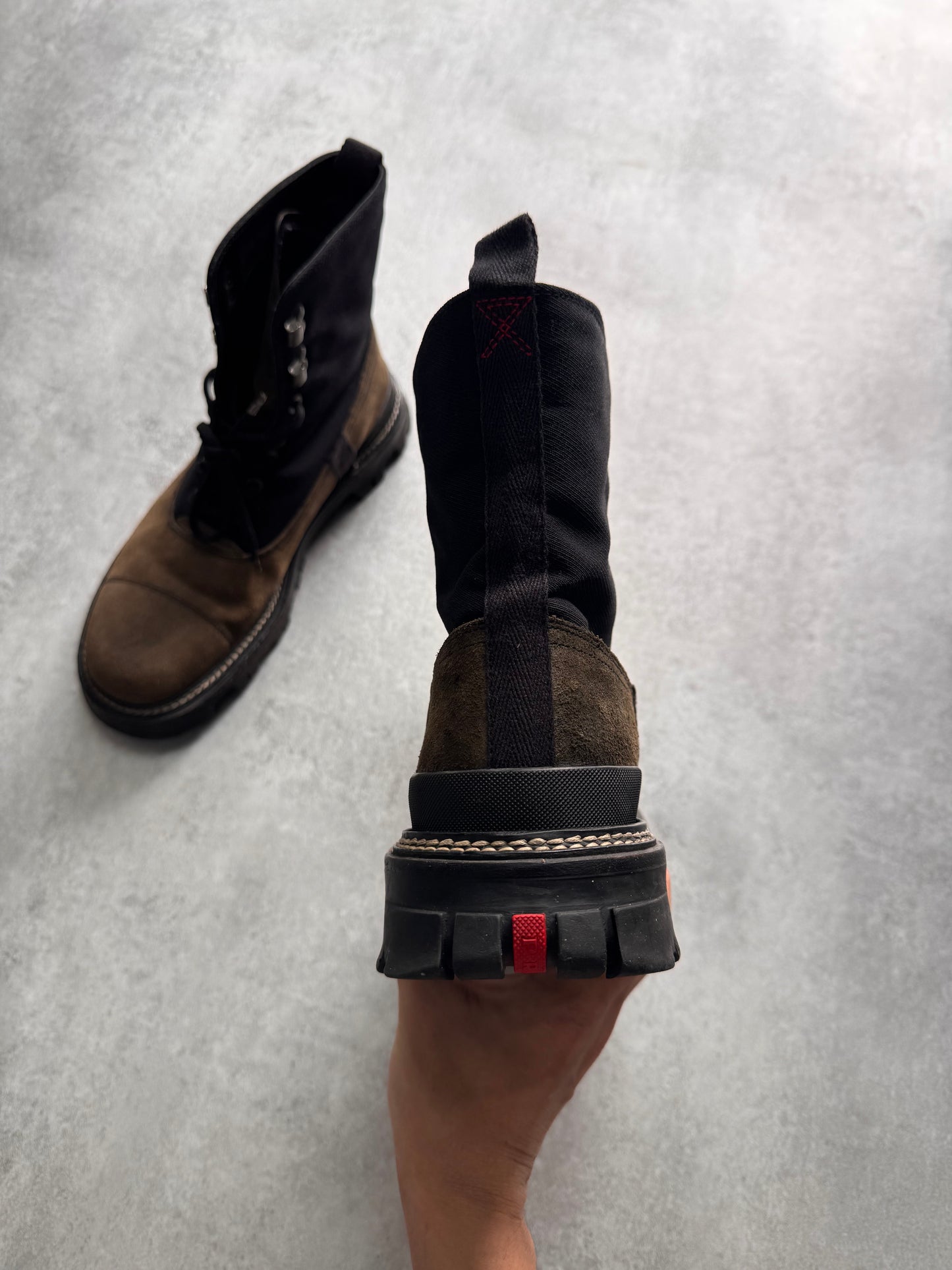 2000s Prada Hiking Suede Hybrid Leather Boots (44eu/us10)