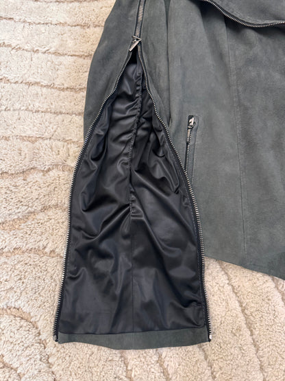2000s Plein Sud Shadow Multi-Zip Asymmetrical Suede Jacket (XS/S)
