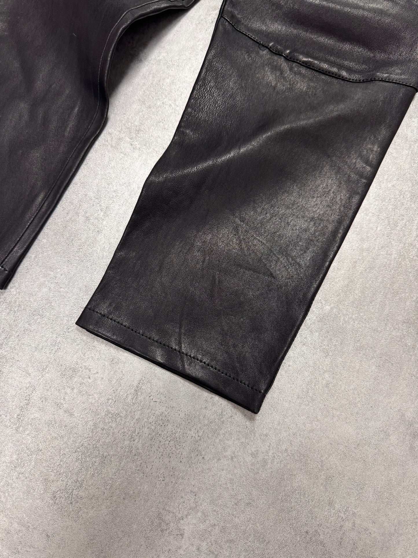 SS2016 Emporio Armani Black Leather Pants (XS)