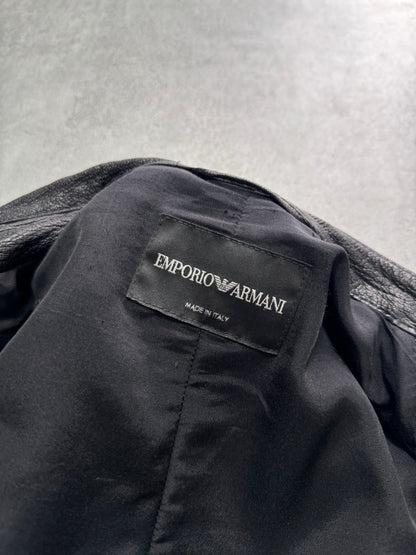 AW2014 Emporio Armani Black Perfect Leather Jacket (S)